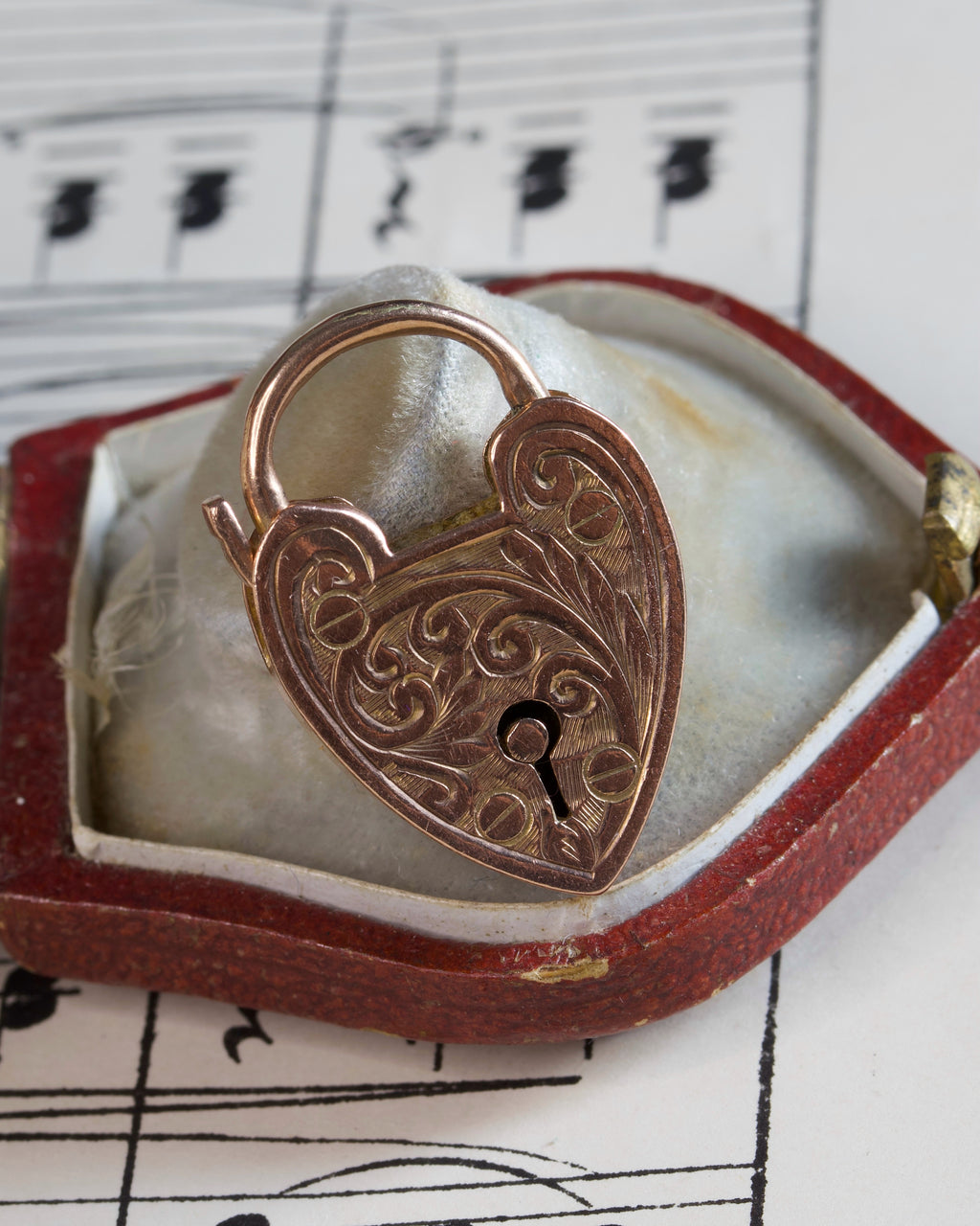 Victorian Engraved Heart Padlock Charm
