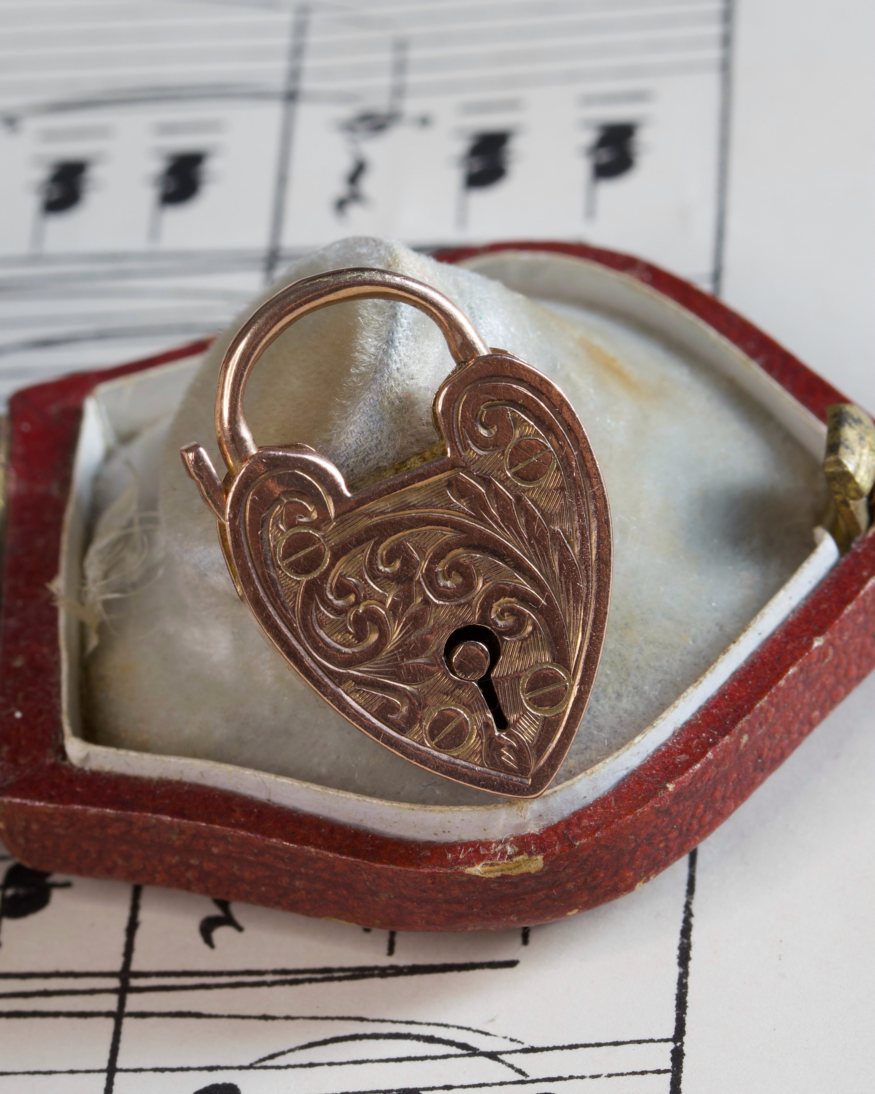 Victorian Engraved Heart Padlock Charm