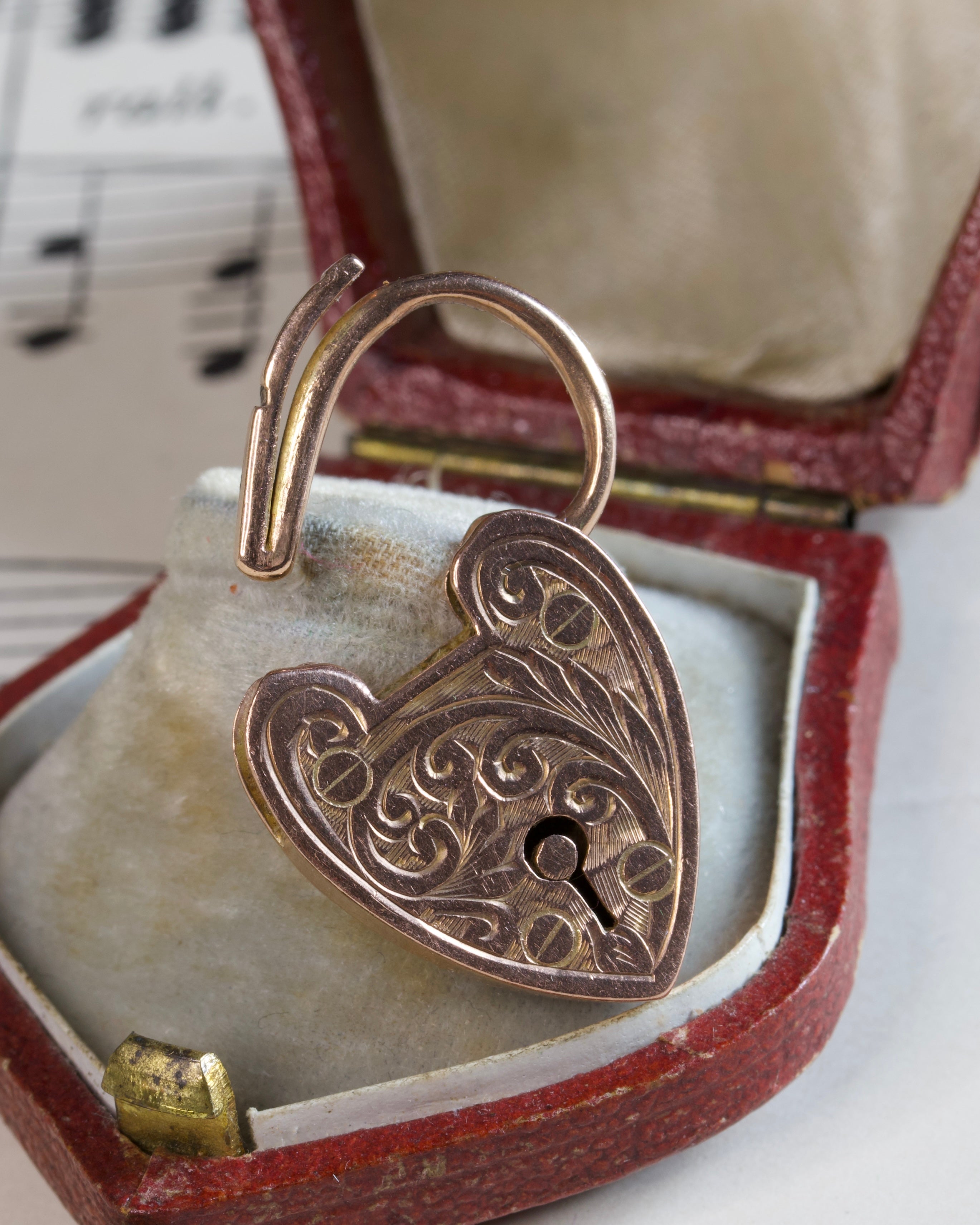 Victorian Engraved Heart Padlock Charm