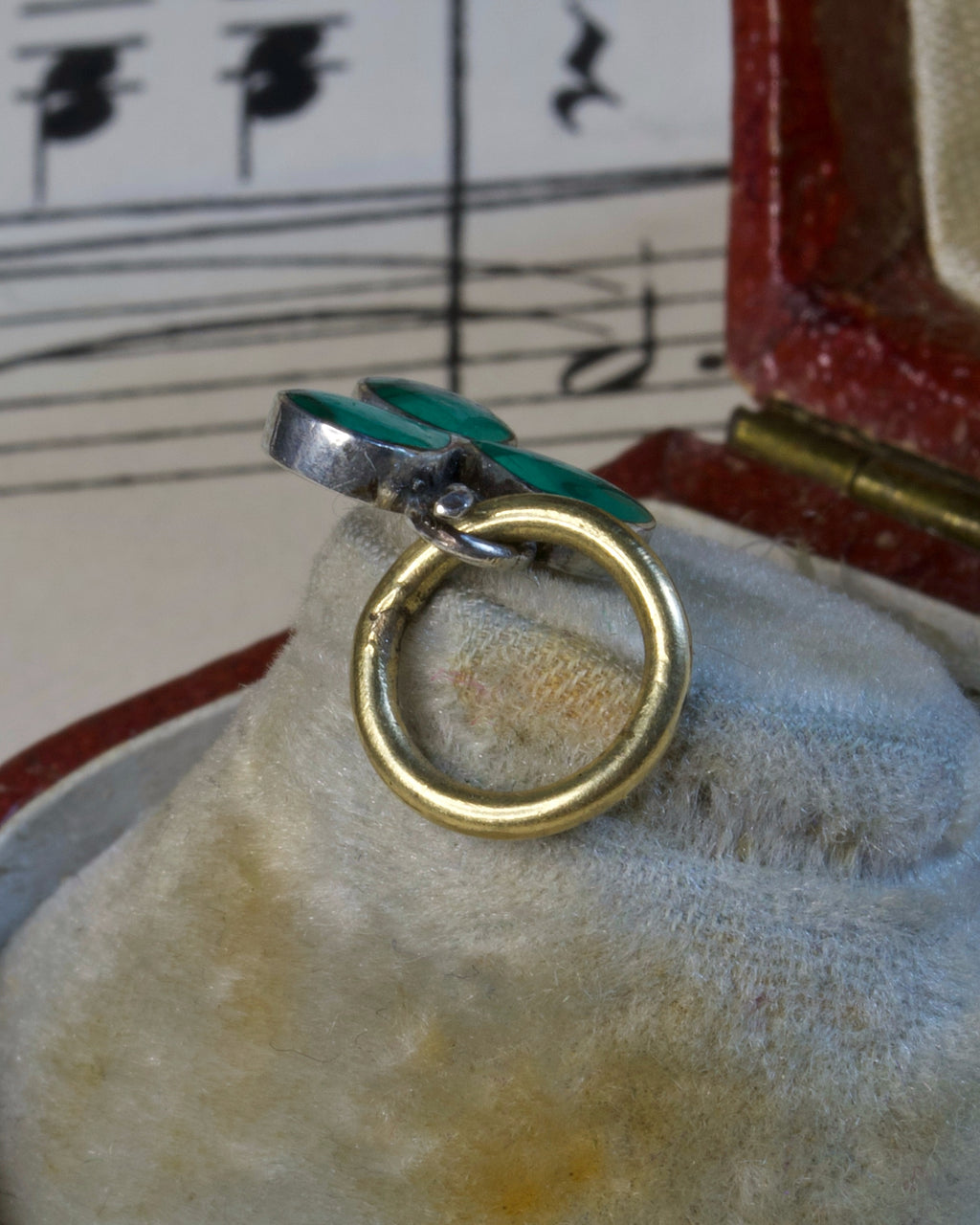 Two Victorian Silver & Malachite Lucky Clover Charms