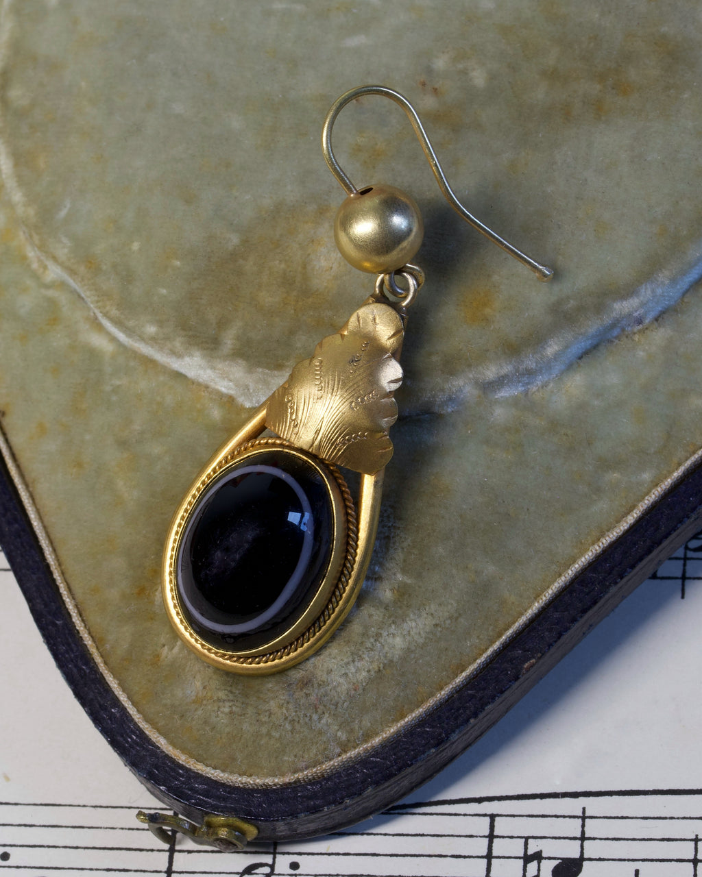 Victorian Banded Agate & Pinchbeck Earrings