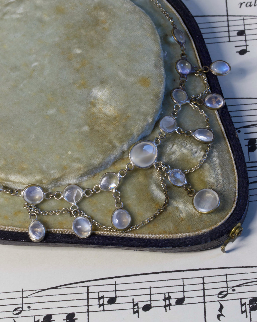 Edwardian Moonstone Cabochon Fringe Necklace
