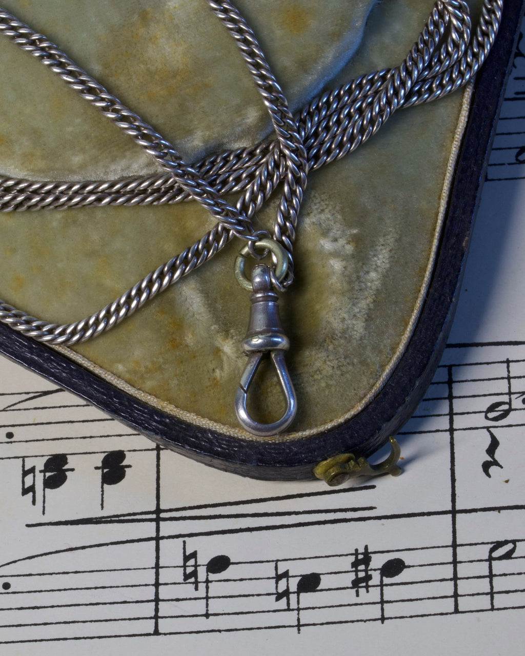 Victorian Silver Guard Chain with Dog Clip