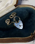 Vintage 9ct Gold Heart Padlock with Safety Chain