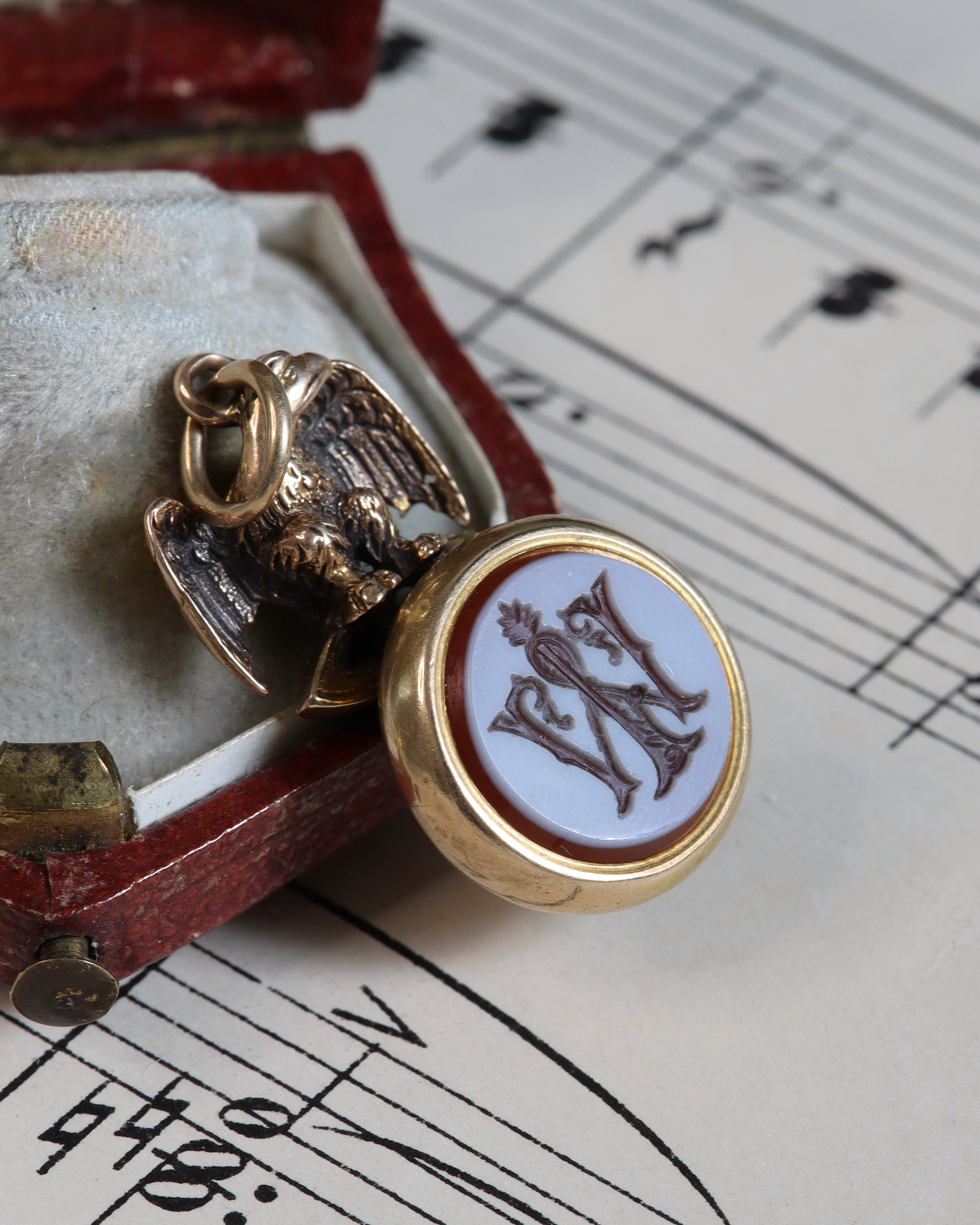 Antique Victorian 18ct Gold Folding Eagle Seal