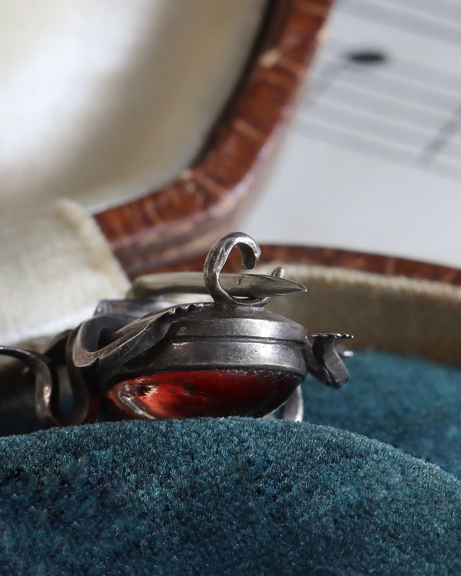 Antique Georgian Foiled Rock Crystal Silver Scarab Brooch