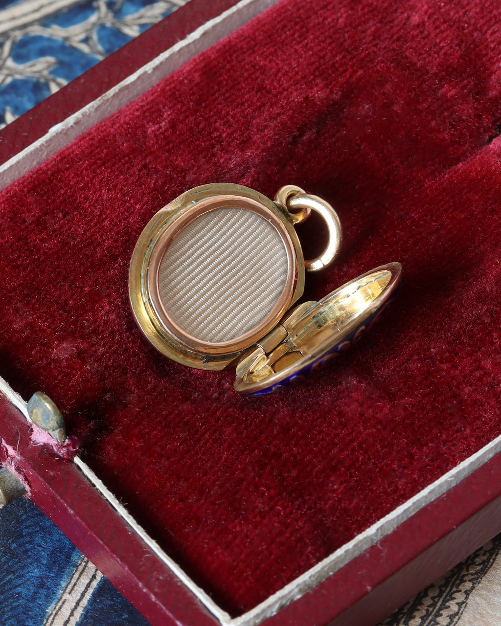 Edwardian Cornflower Blue Enamel & Gold Locket