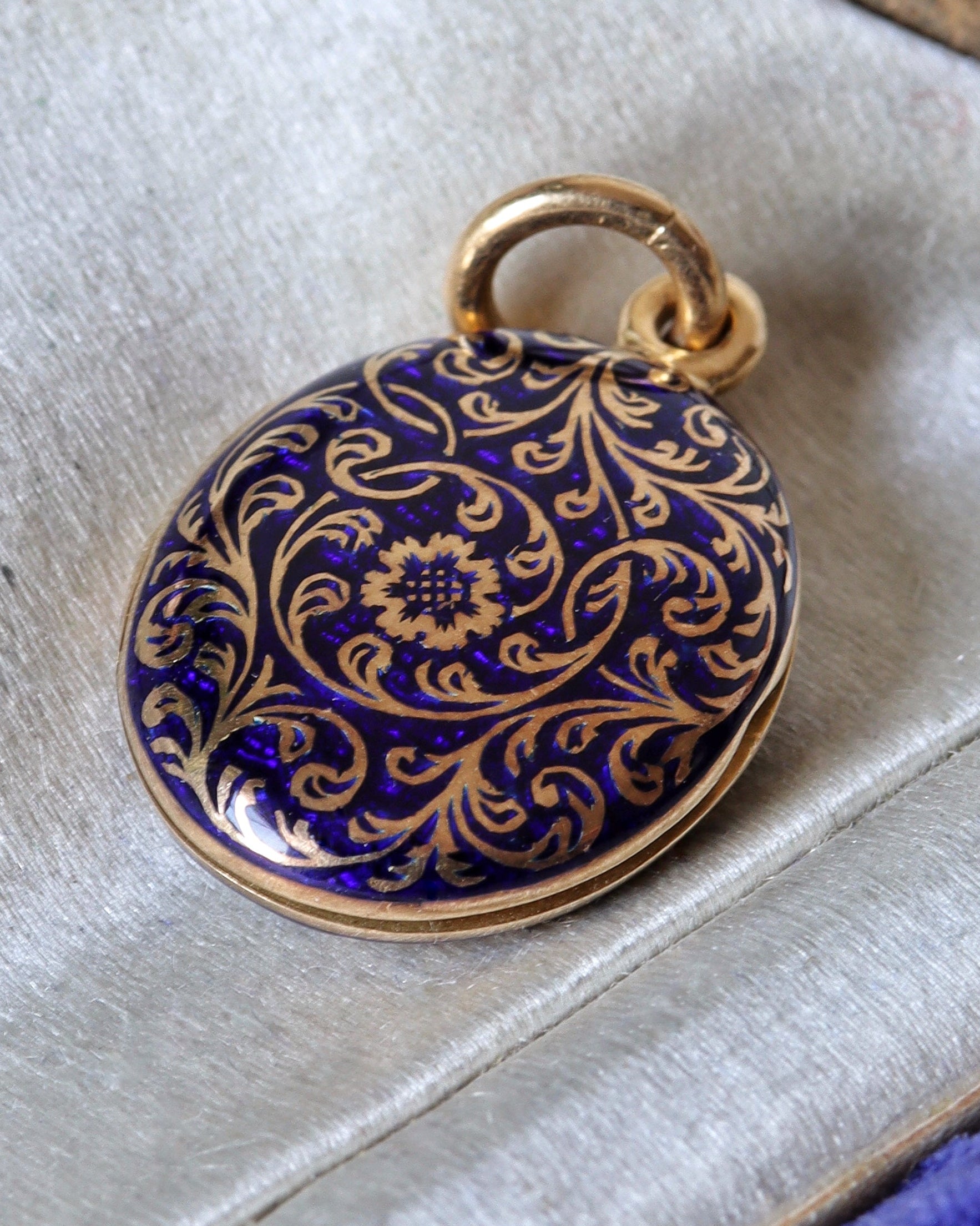 Edwardian Cornflower Blue Enamel & Gold Locket