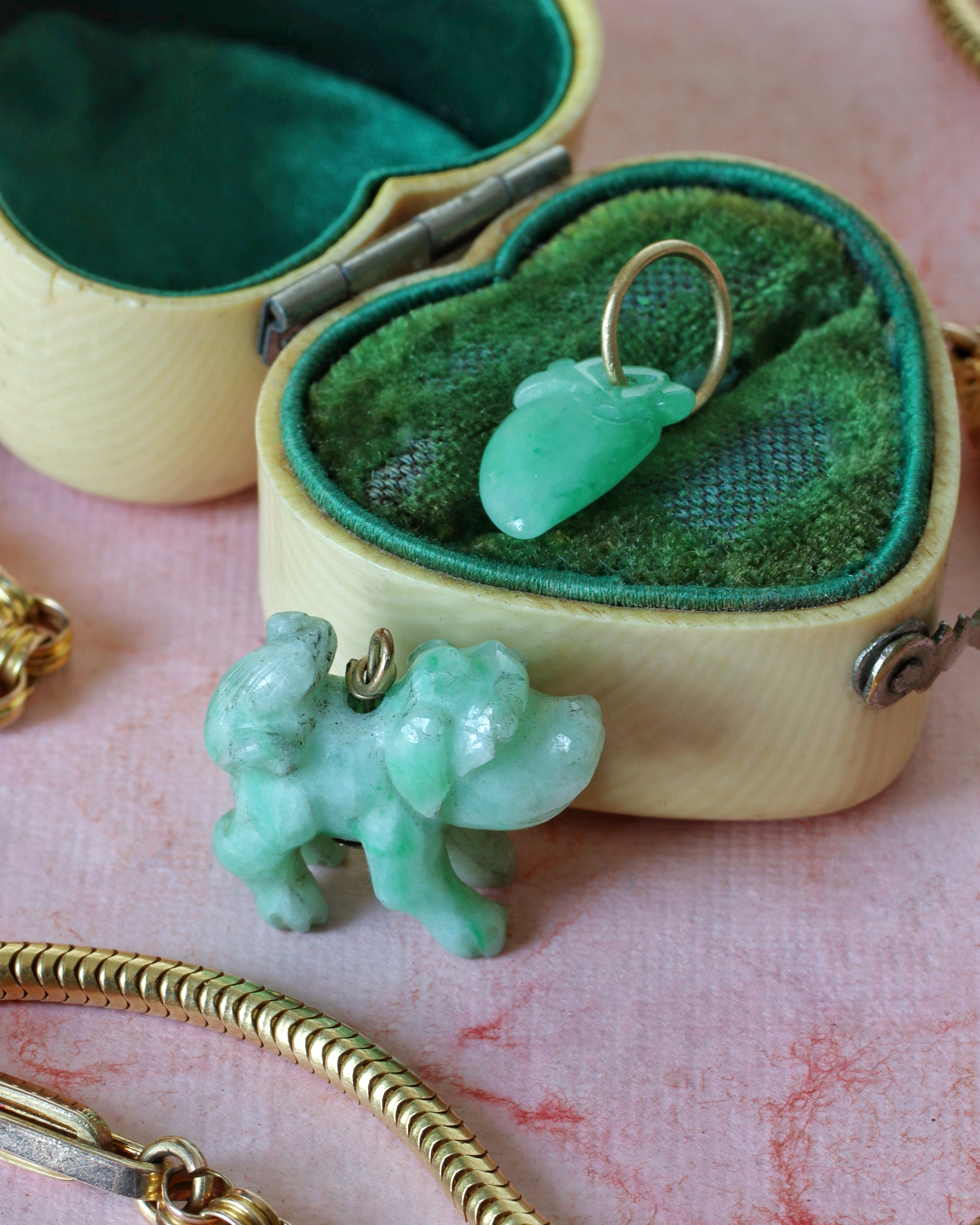 Antique Carved Jade Dog Charm