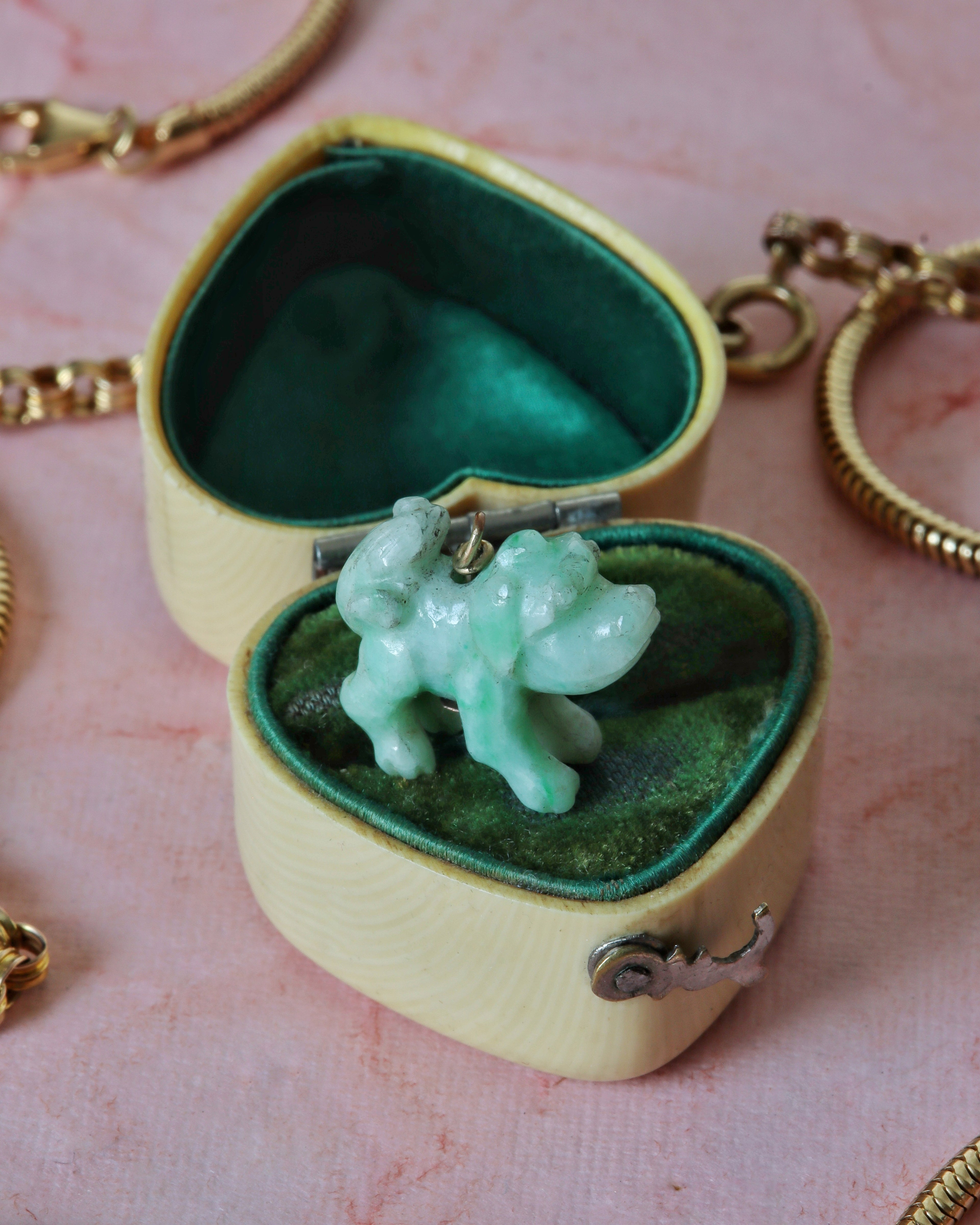 Antique Carved Jade Dog Charm