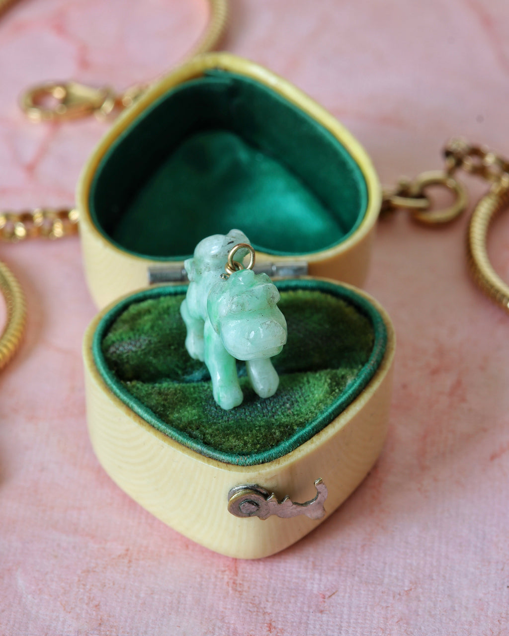 Antique Carved Jade Dog Charm