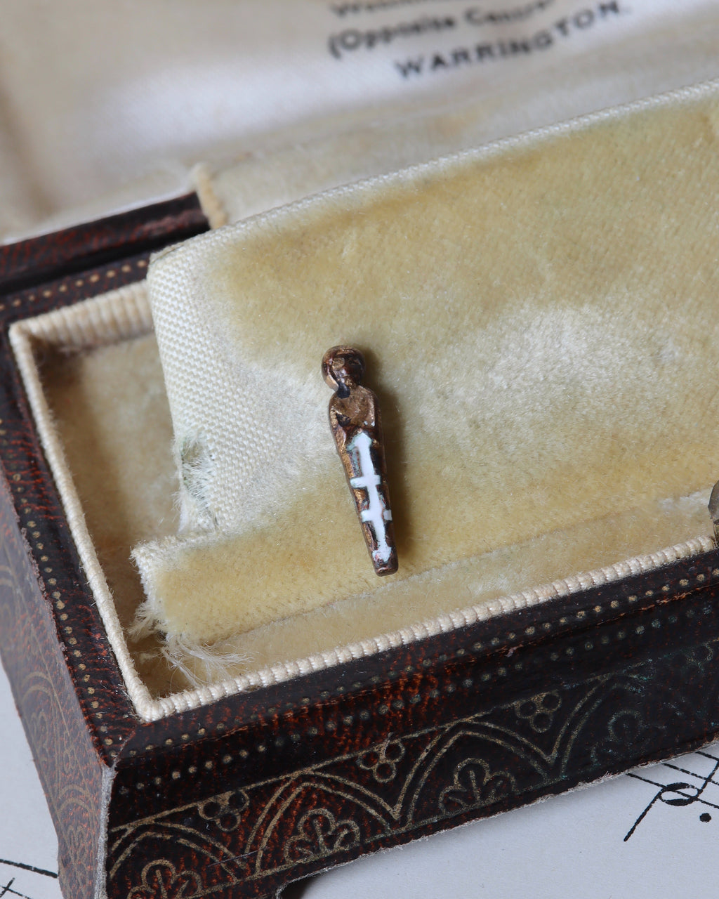 Art Deco Silver & Enamel Sarcophagus Charm with Mummy
