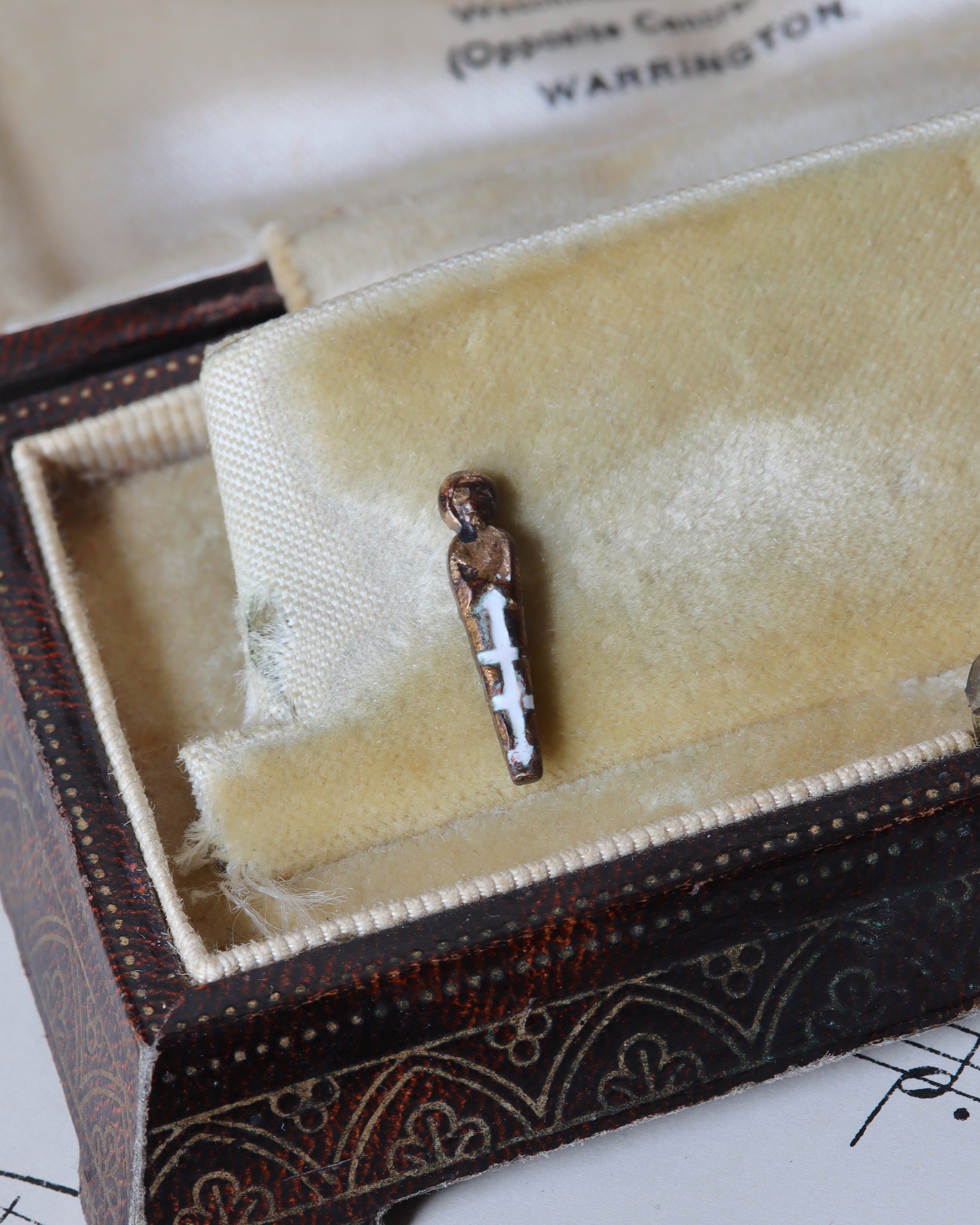 Art Deco Silver & Enamel Sarcophagus Charm with Mummy