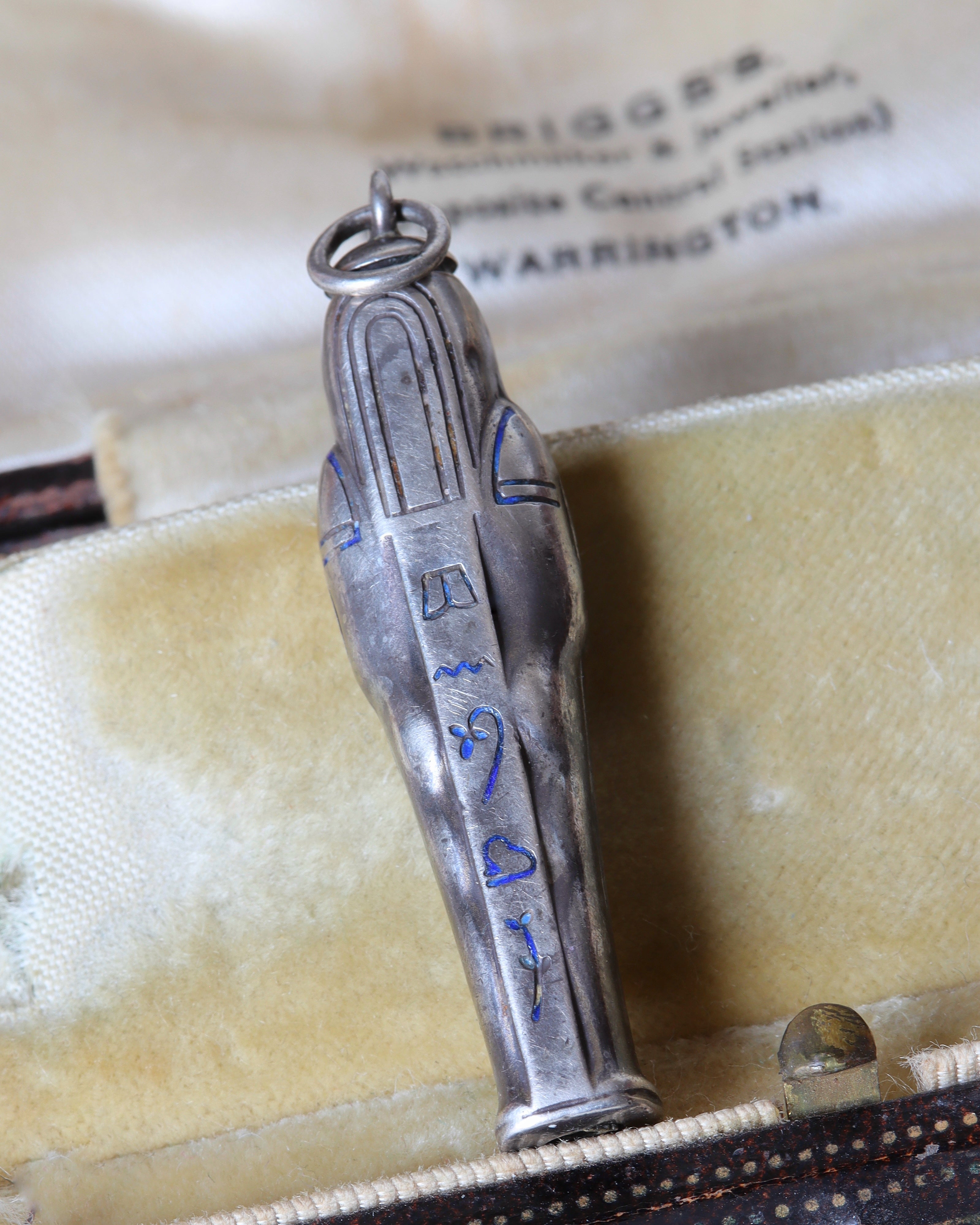 Art Deco Silver & Enamel Sarcophagus Charm