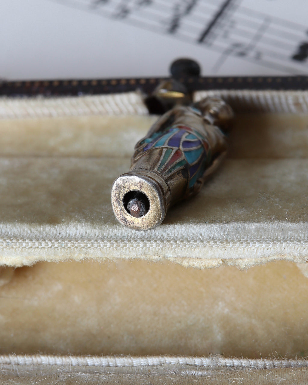Art Deco Silver & Enamel Sarcophagus Propelling Pencil Charm