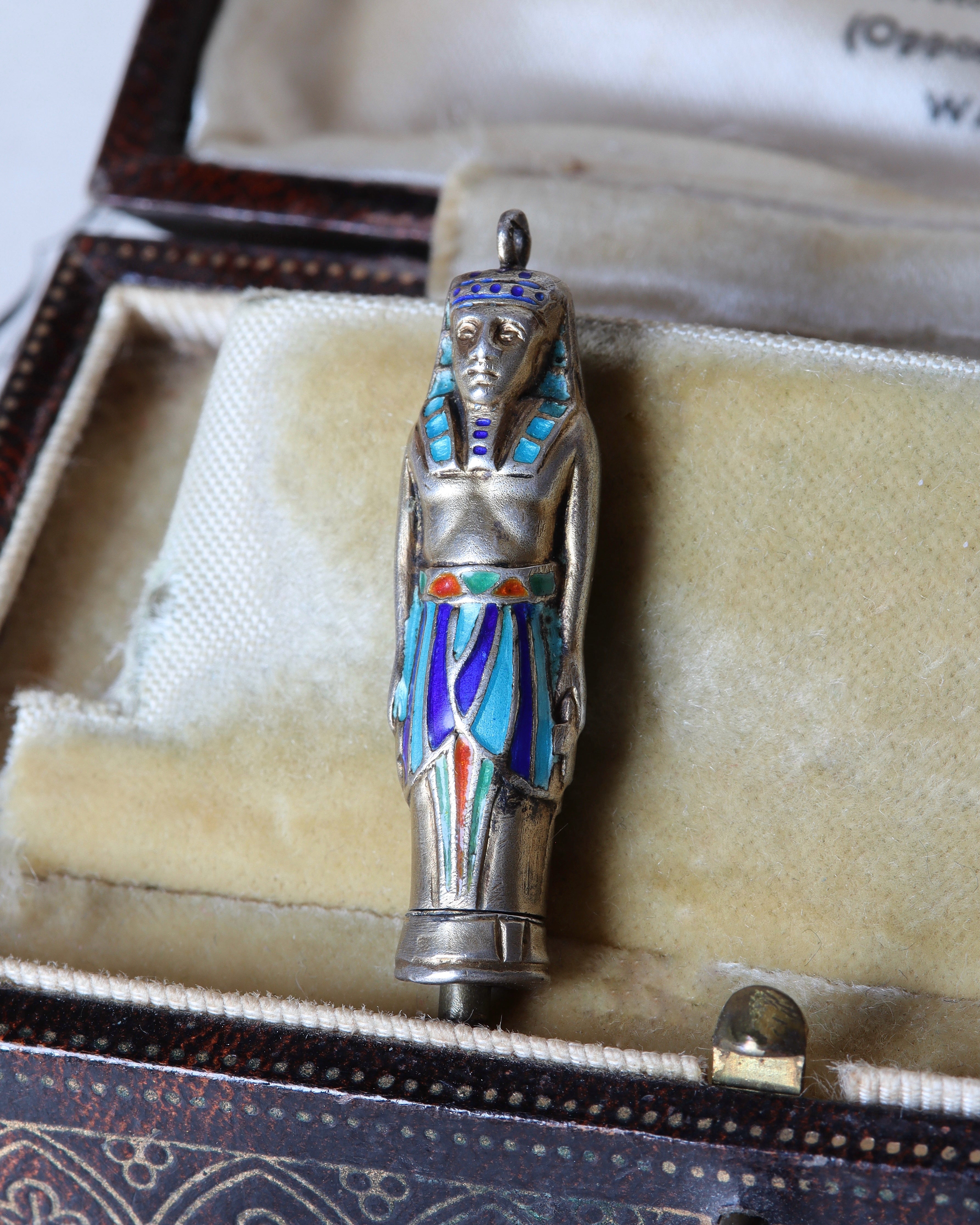 Art Deco Silver & Enamel Sarcophagus Propelling Pencil Charm
