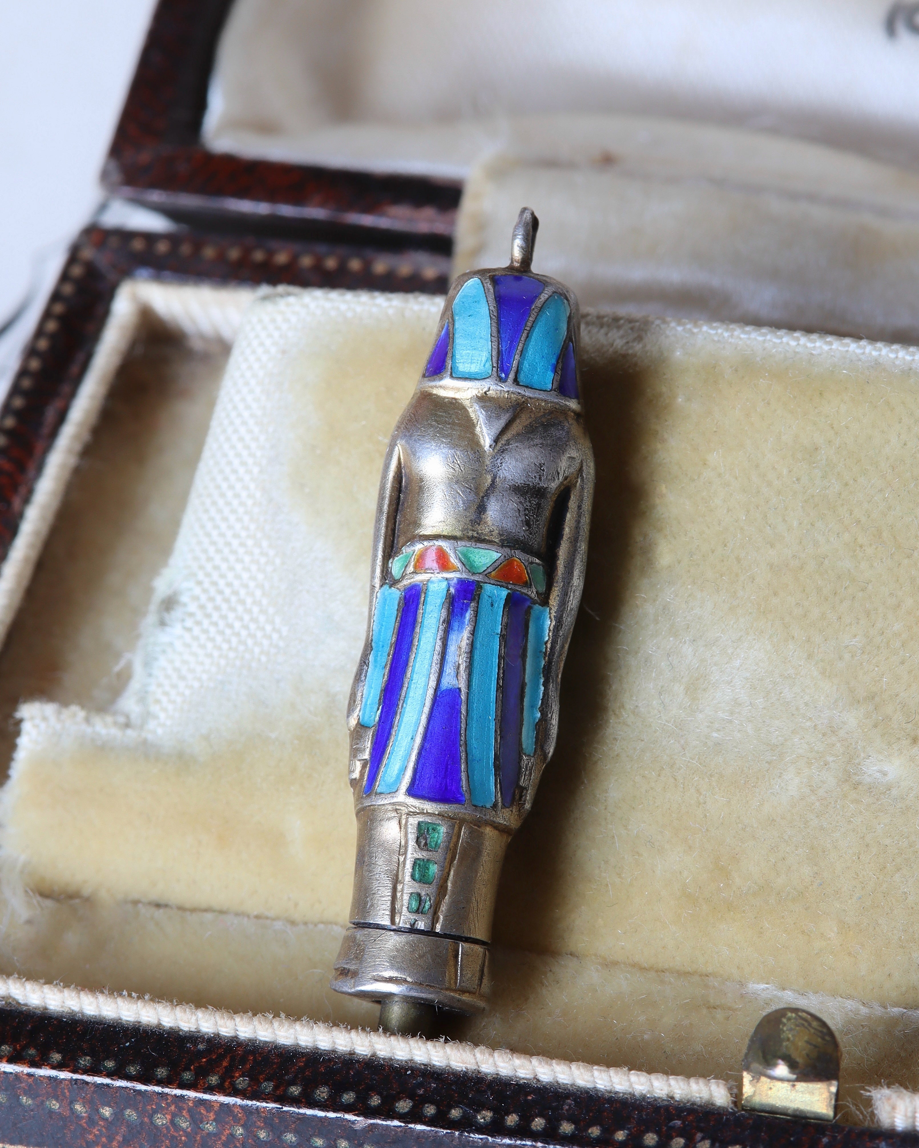 Art Deco Silver & Enamel Sarcophagus Propelling Pencil Charm