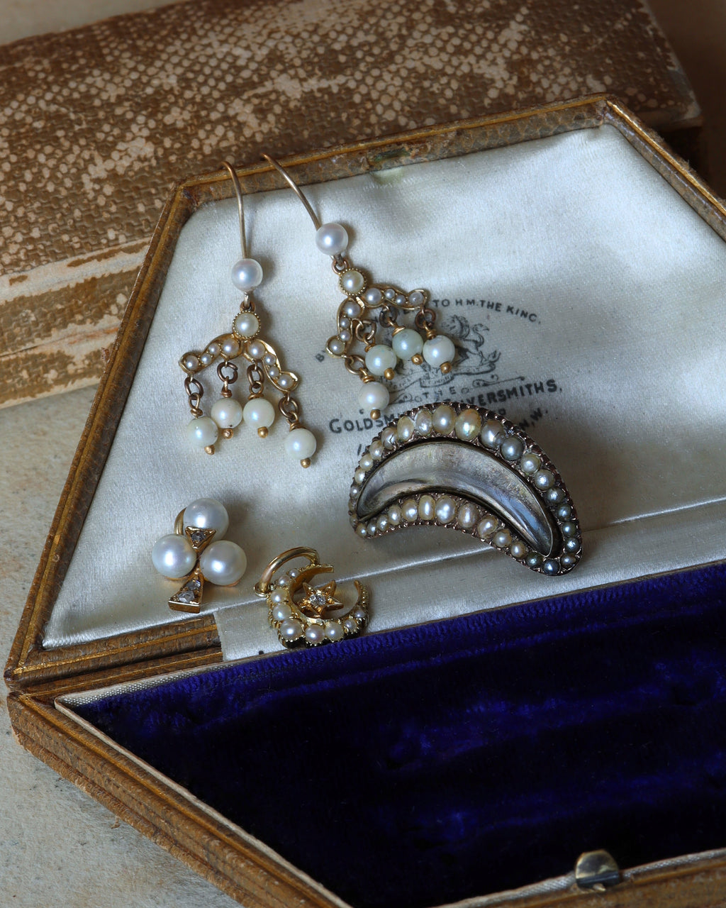 Georgian Seed Pearl Mourning Tear Brooch with Glass Locket Compartment