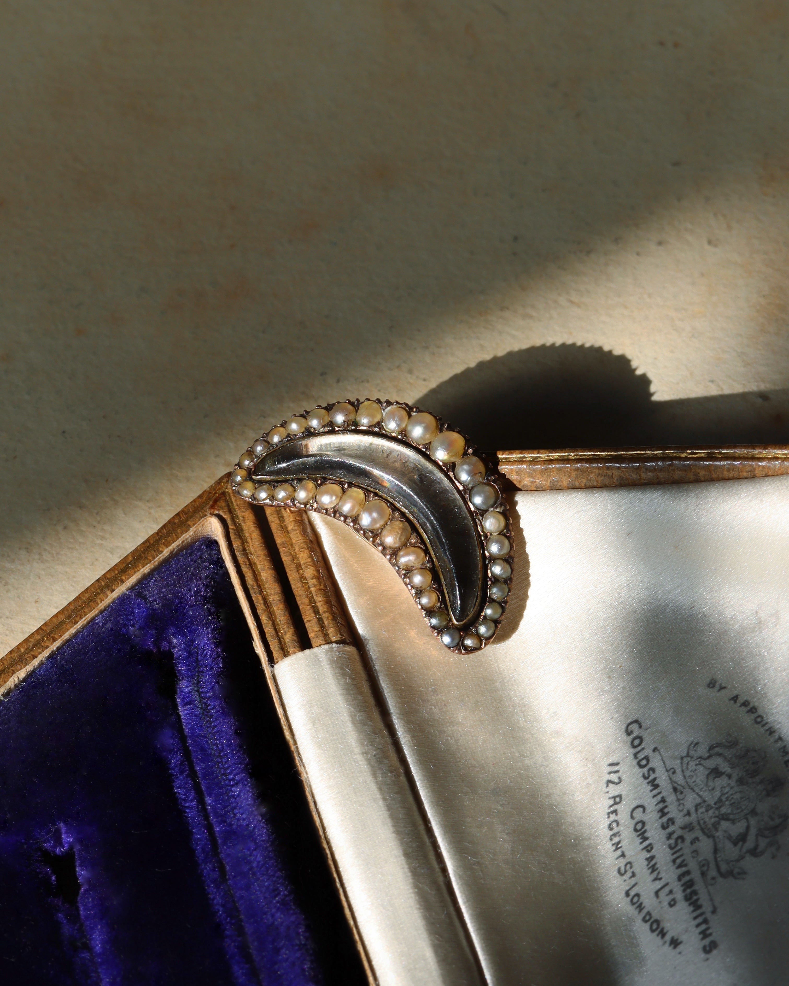 Georgian Seed Pearl Mourning Tear Brooch with Glass Locket Compartment
