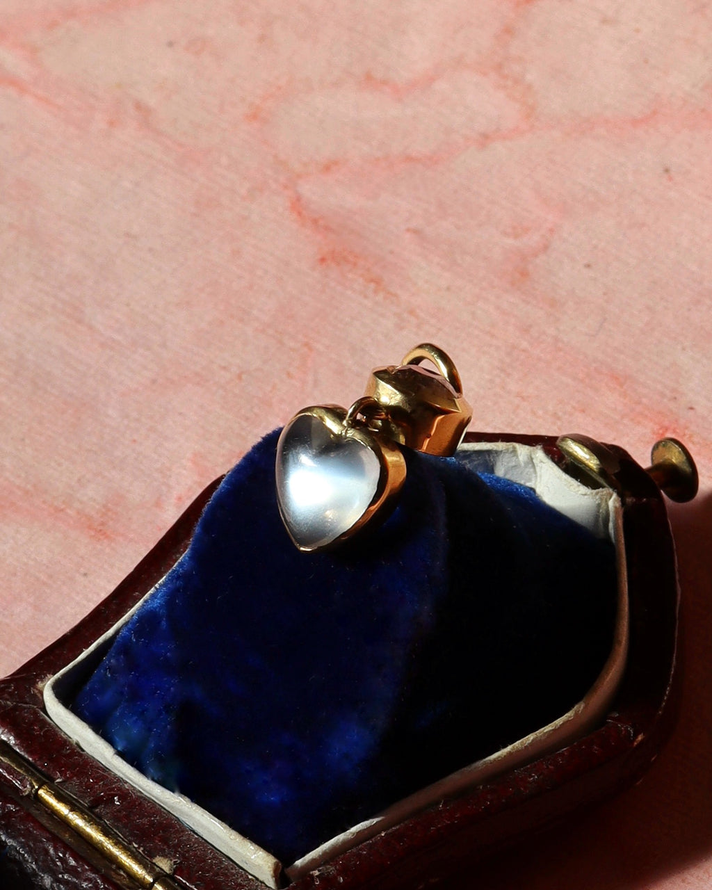 Edwardian Moonstone & Old Cut Diamond Heart Pendant