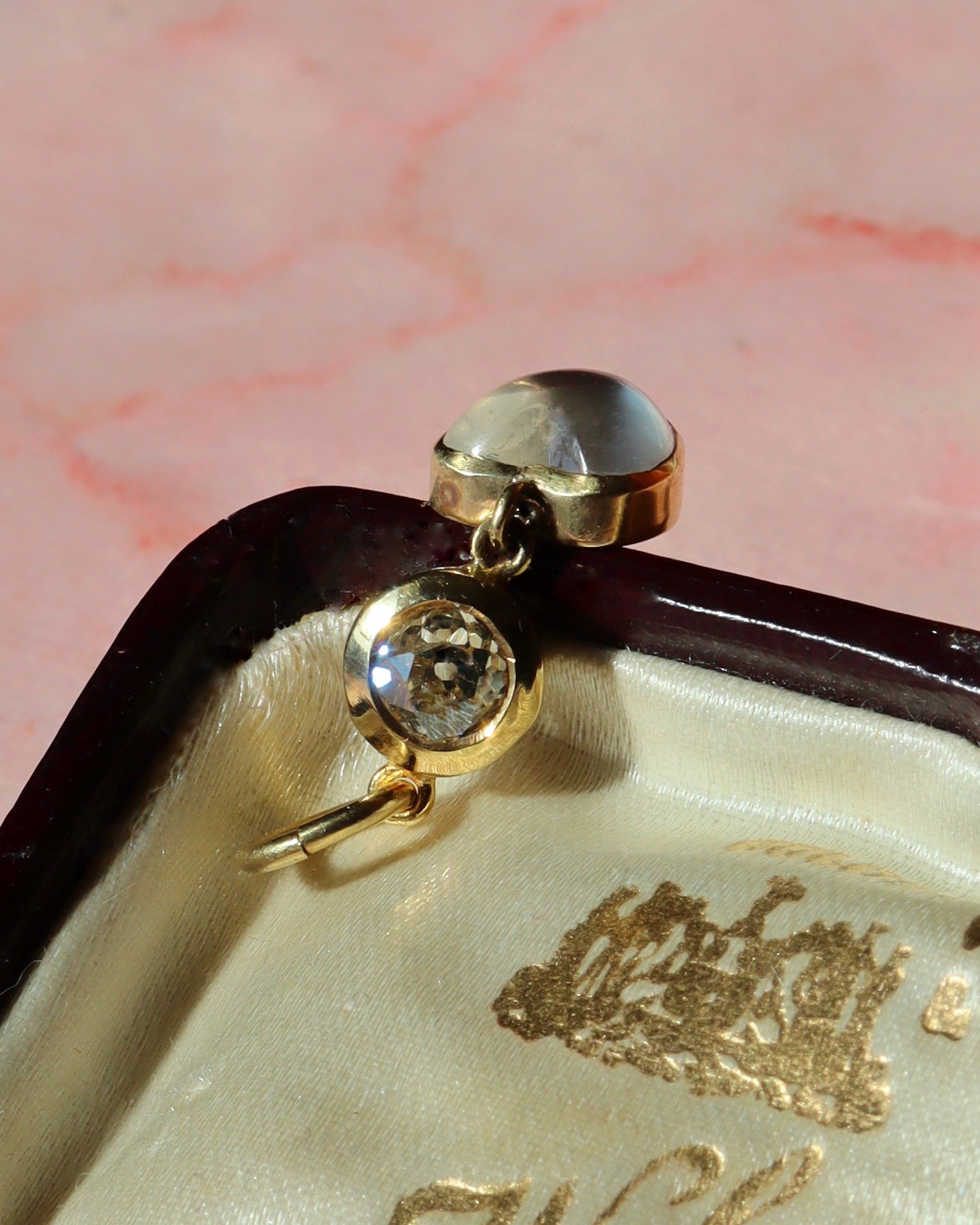 Edwardian Moonstone & Old Cut Diamond Heart Pendant