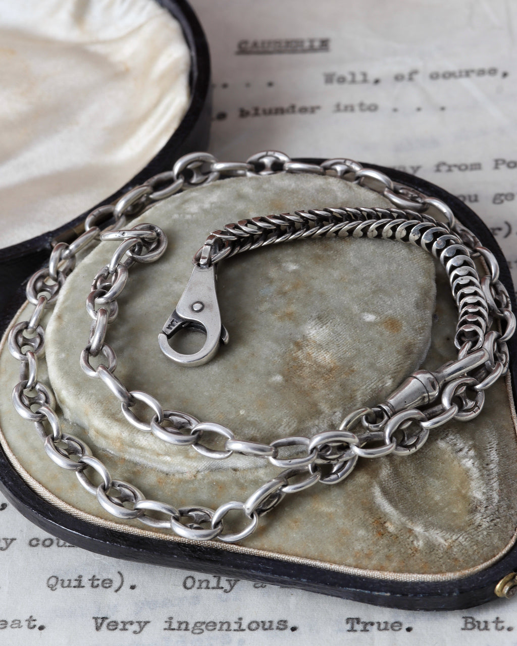 Antique Victorian Mariner Link Silver Chain with Vintage Extender