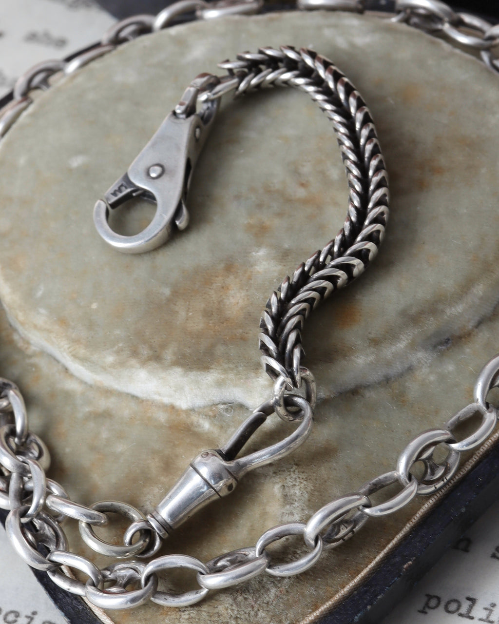 Antique Victorian Mariner Link Silver Chain with Vintage Extender