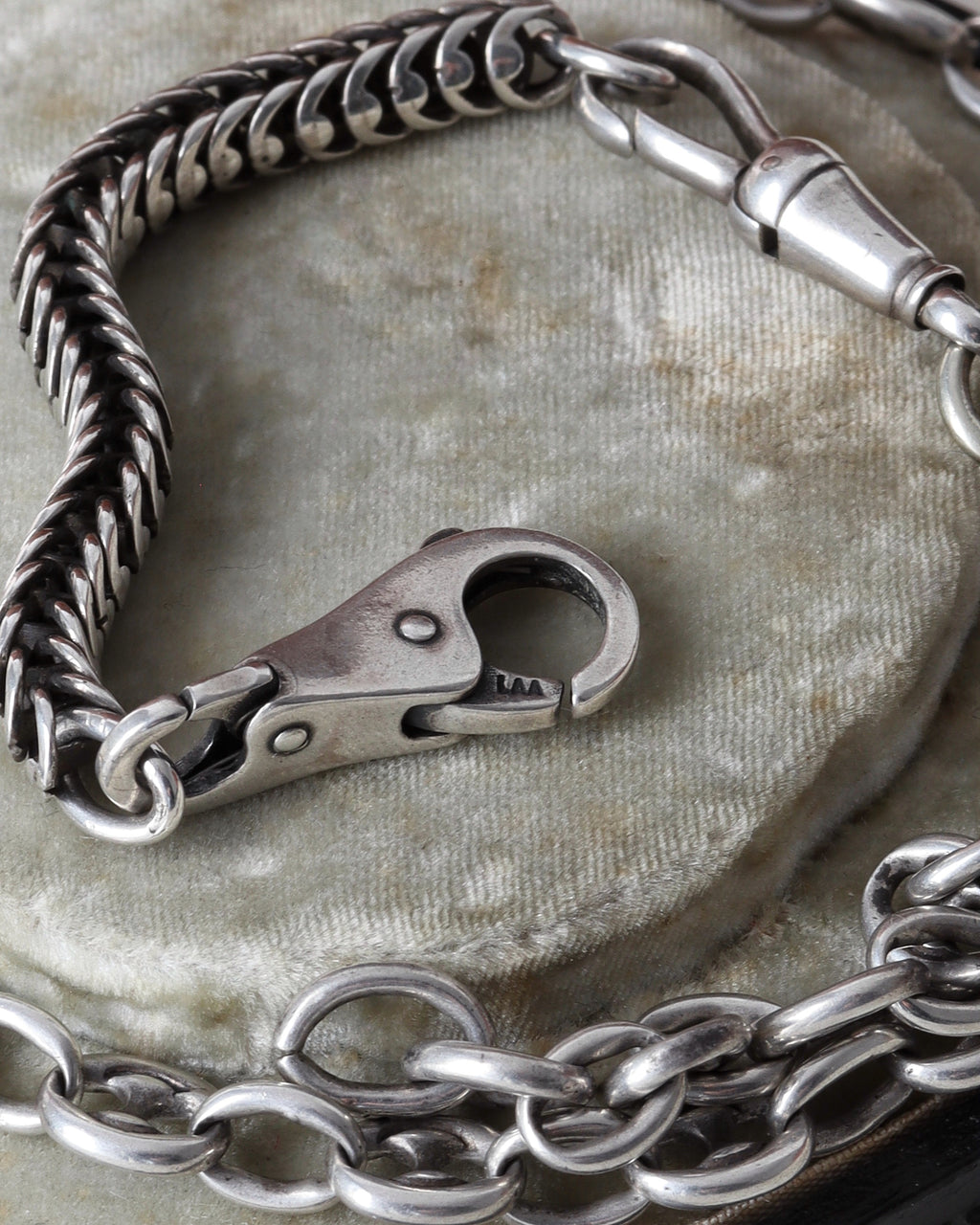 Antique Victorian Mariner Link Silver Chain with Vintage Extender