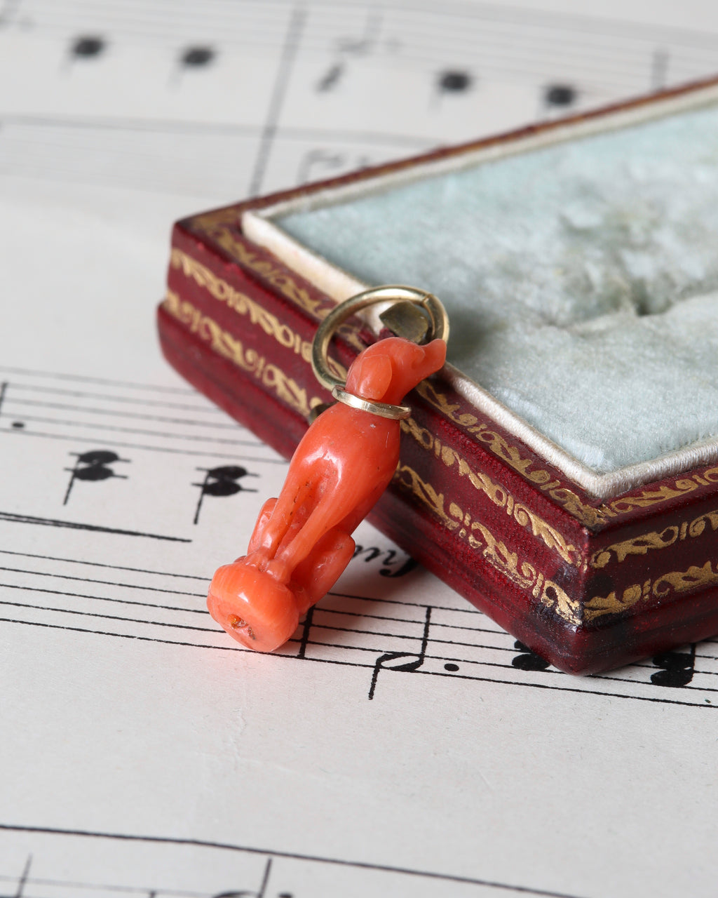 Victorian Carved Coral Dog Charm
