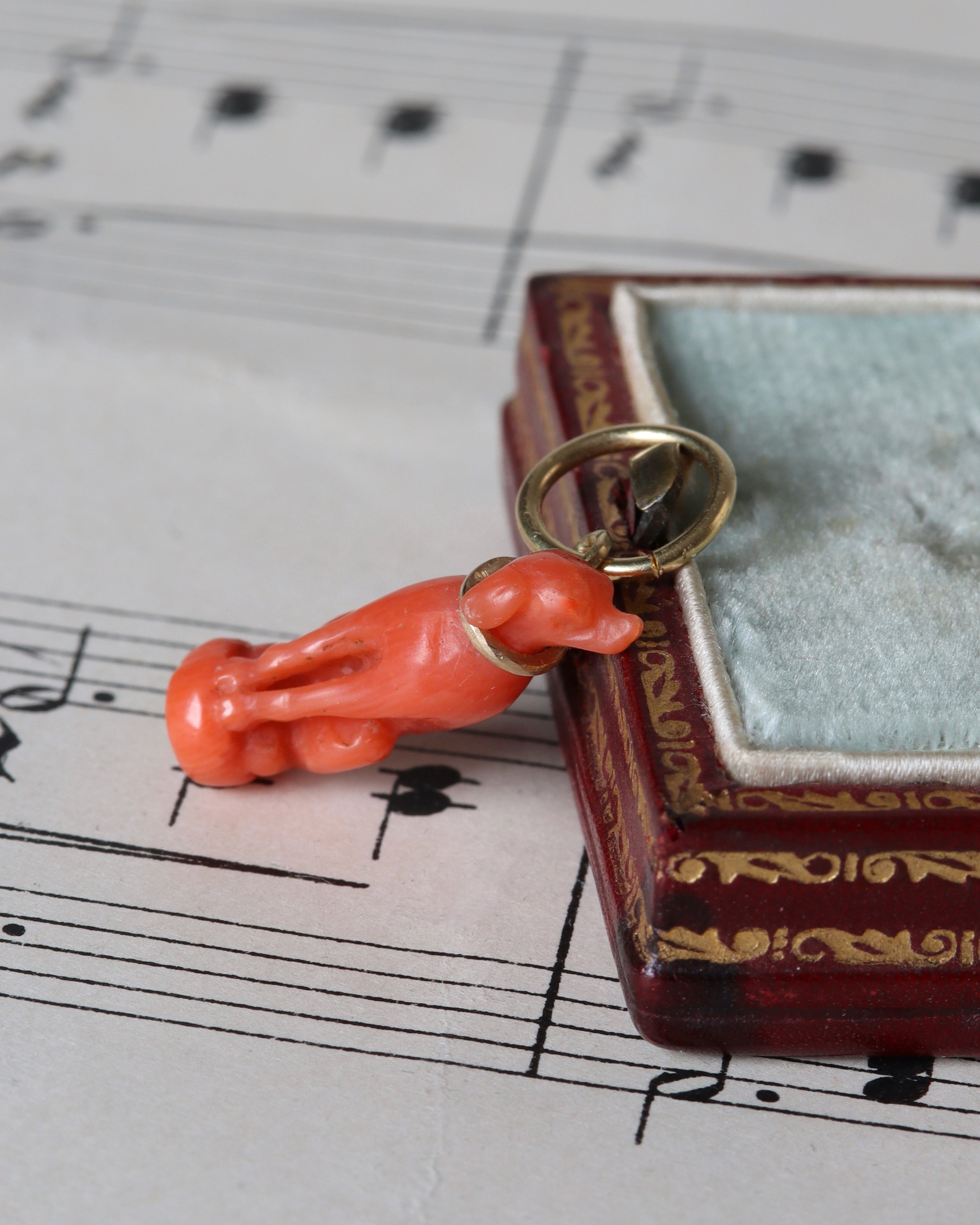 Victorian Carved Coral Dog Charm