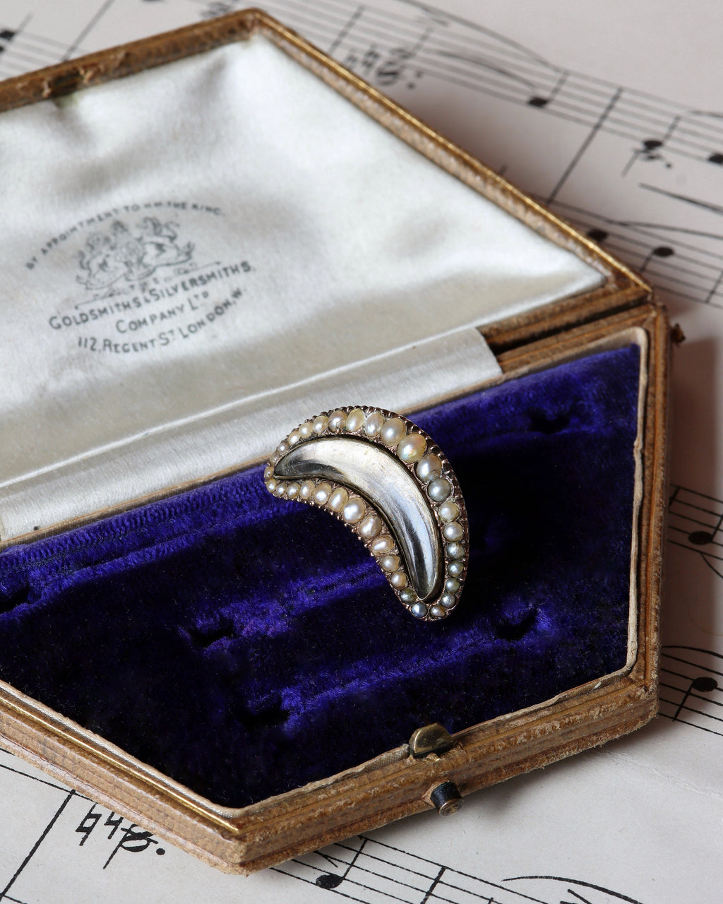Georgian Seed Pearl Mourning Tear Brooch with Glass Locket Compartment