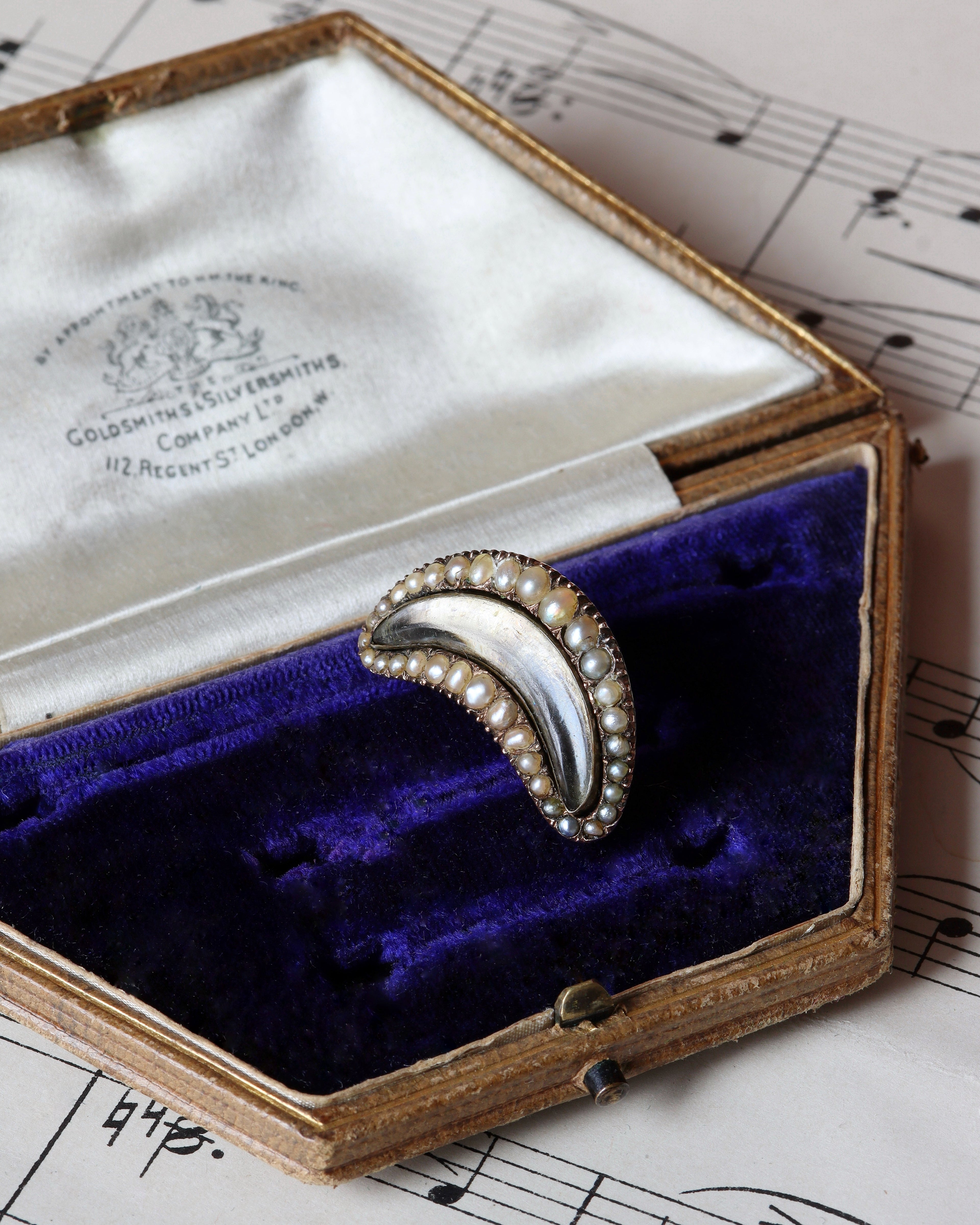 Georgian Seed Pearl Mourning Tear Brooch with Glass Locket Compartment