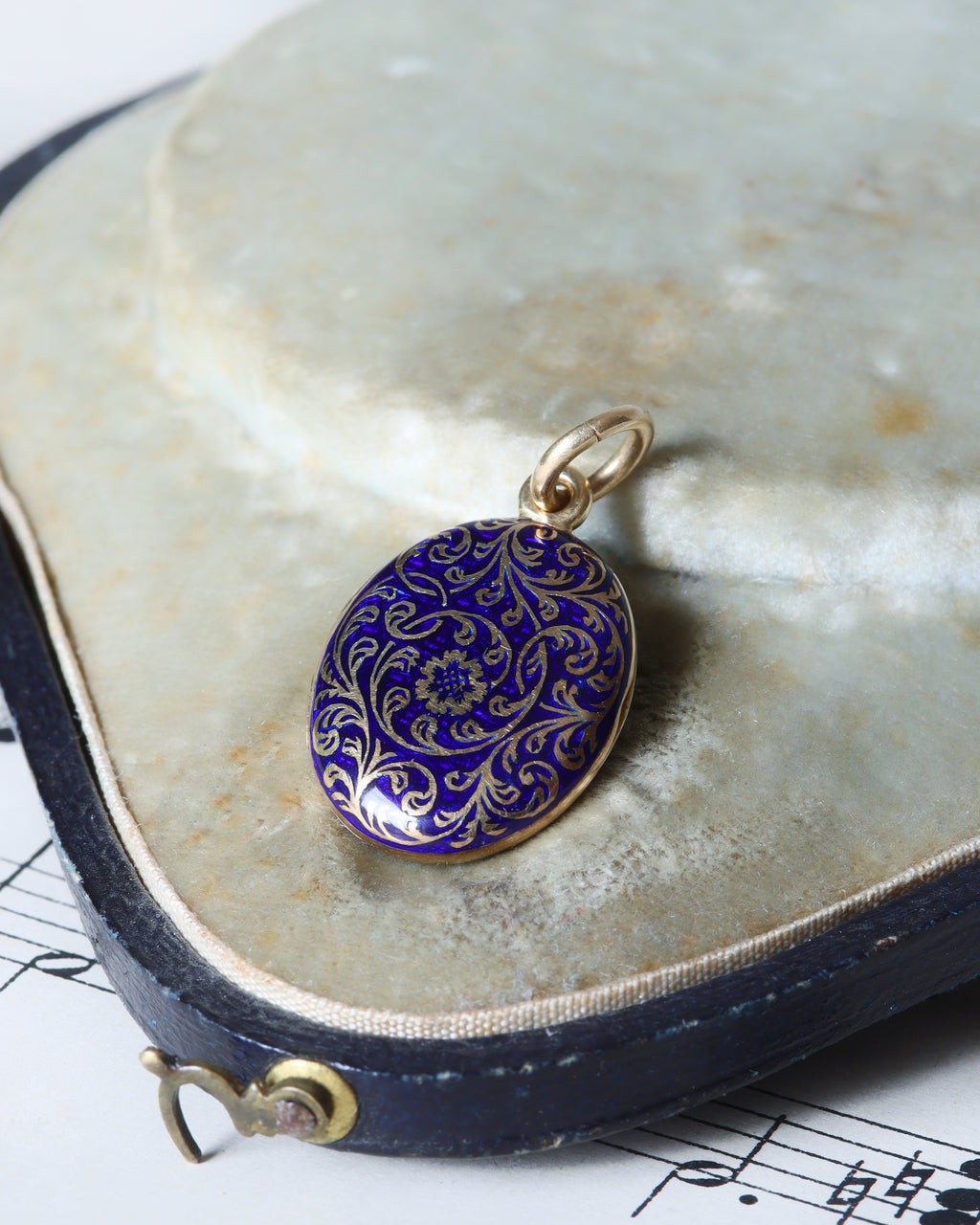 Edwardian Cornflower Blue Enamel & Gold Locket