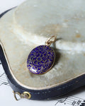 Edwardian Cornflower Blue Enamel & Gold Locket