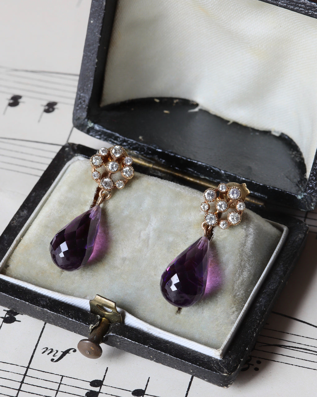 Victorian Style Amethyst & Diamond Earrings