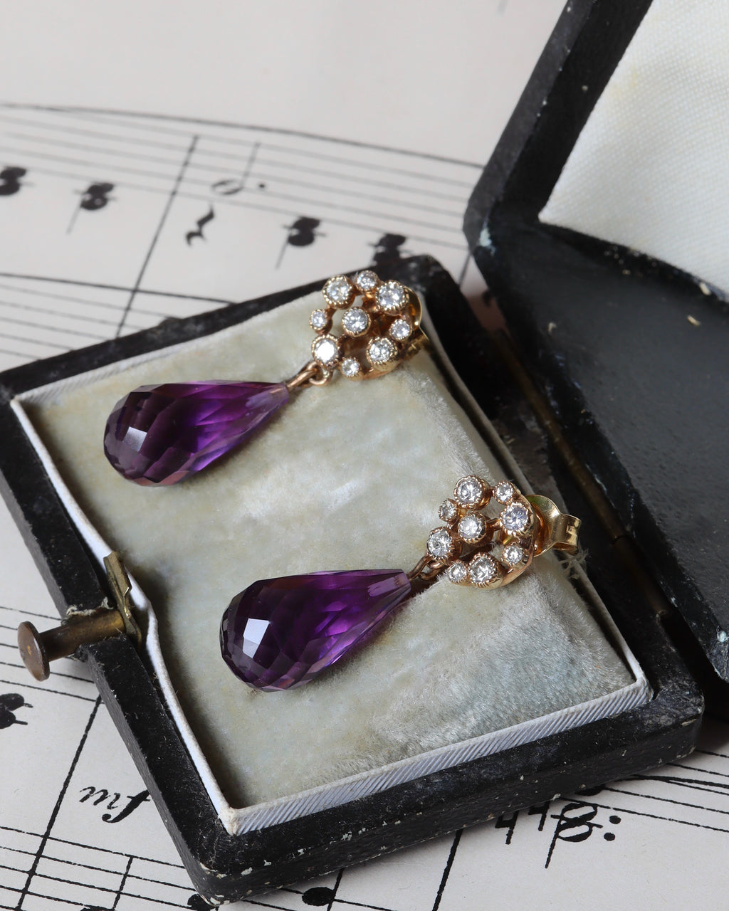 Victorian Style Amethyst & Diamond Earrings