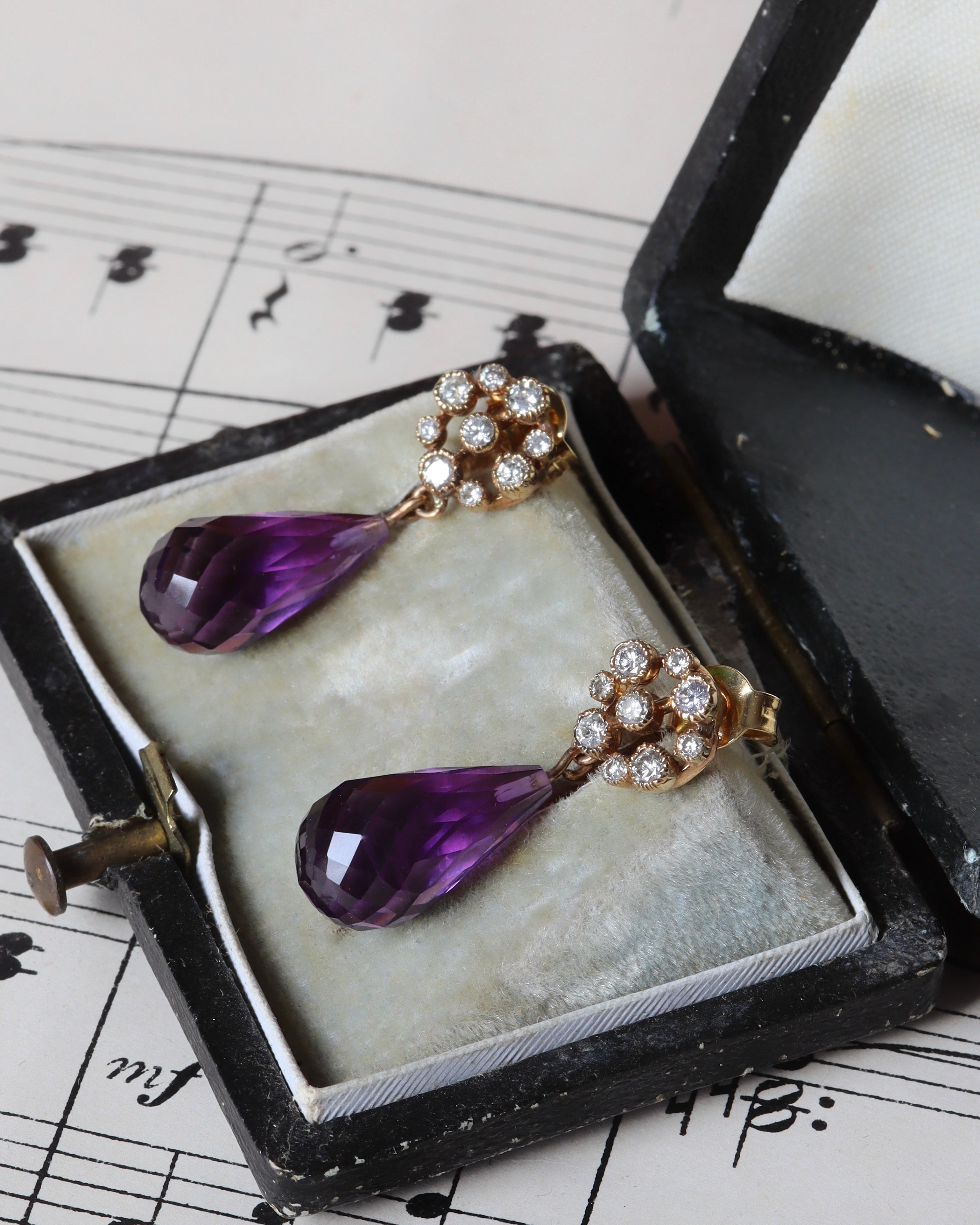 Victorian Style Amethyst & Diamond Earrings