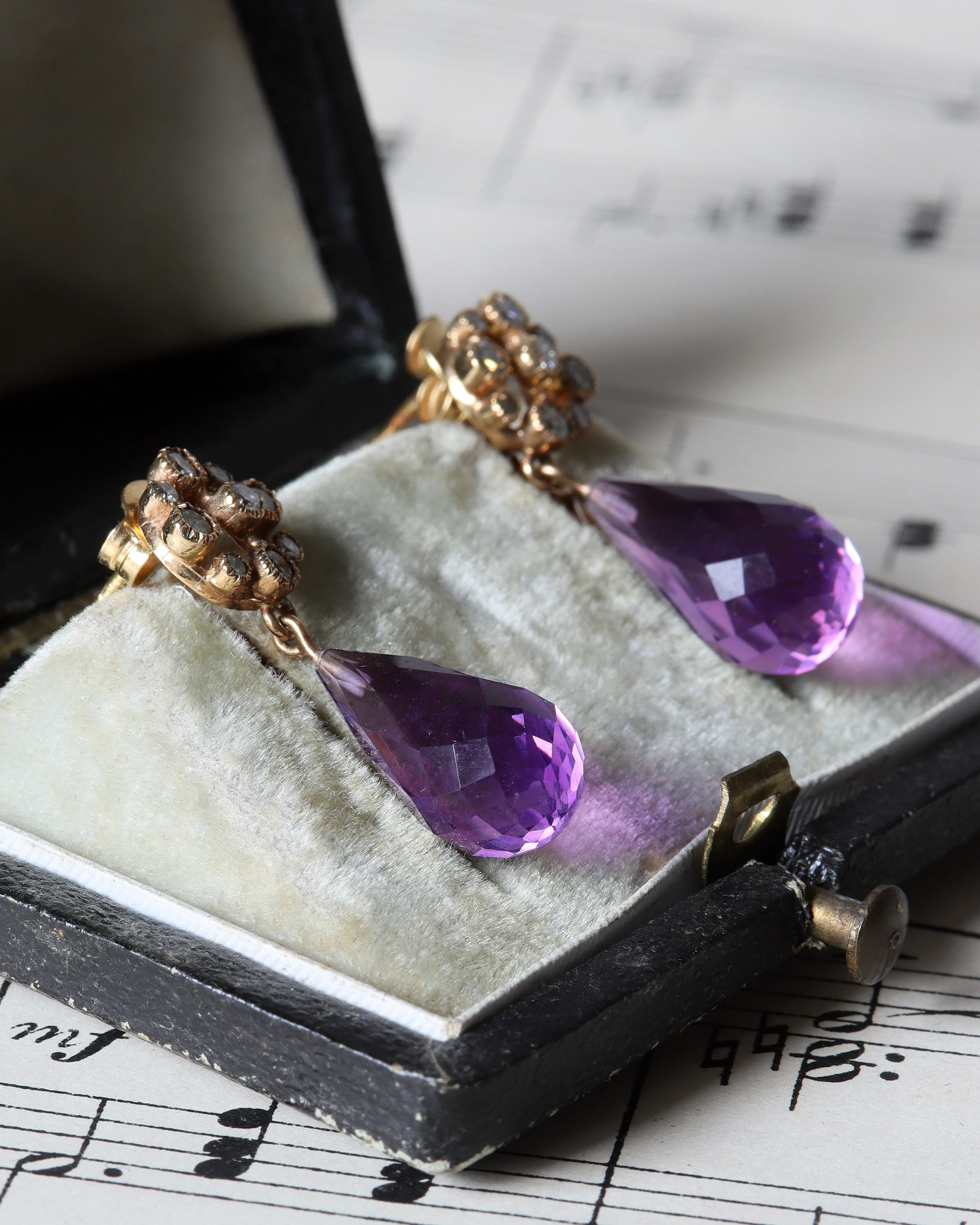 Victorian Style Amethyst & Diamond Earrings