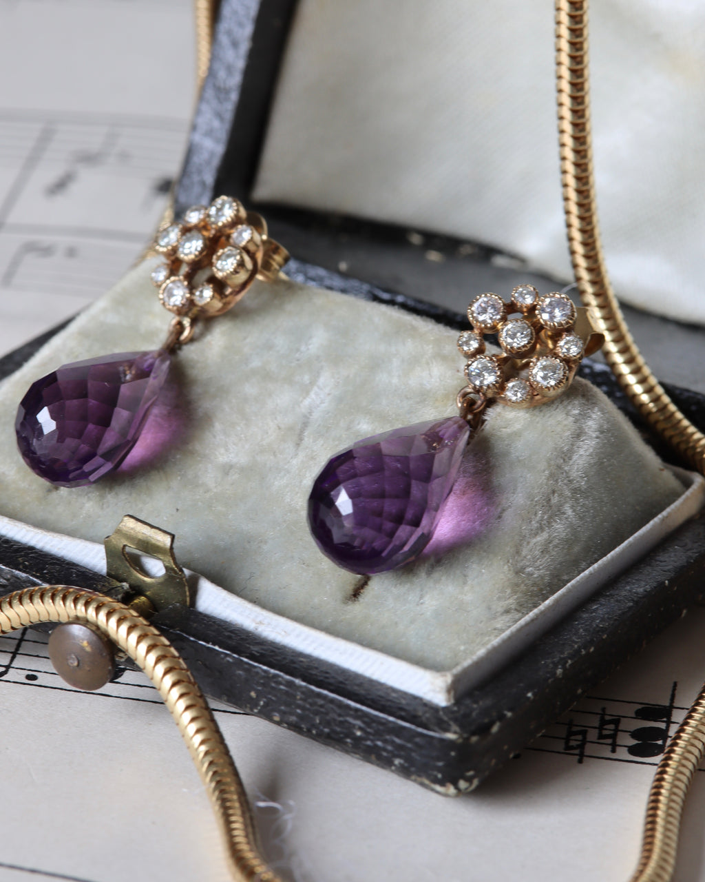 Victorian Style Amethyst & Diamond Earrings