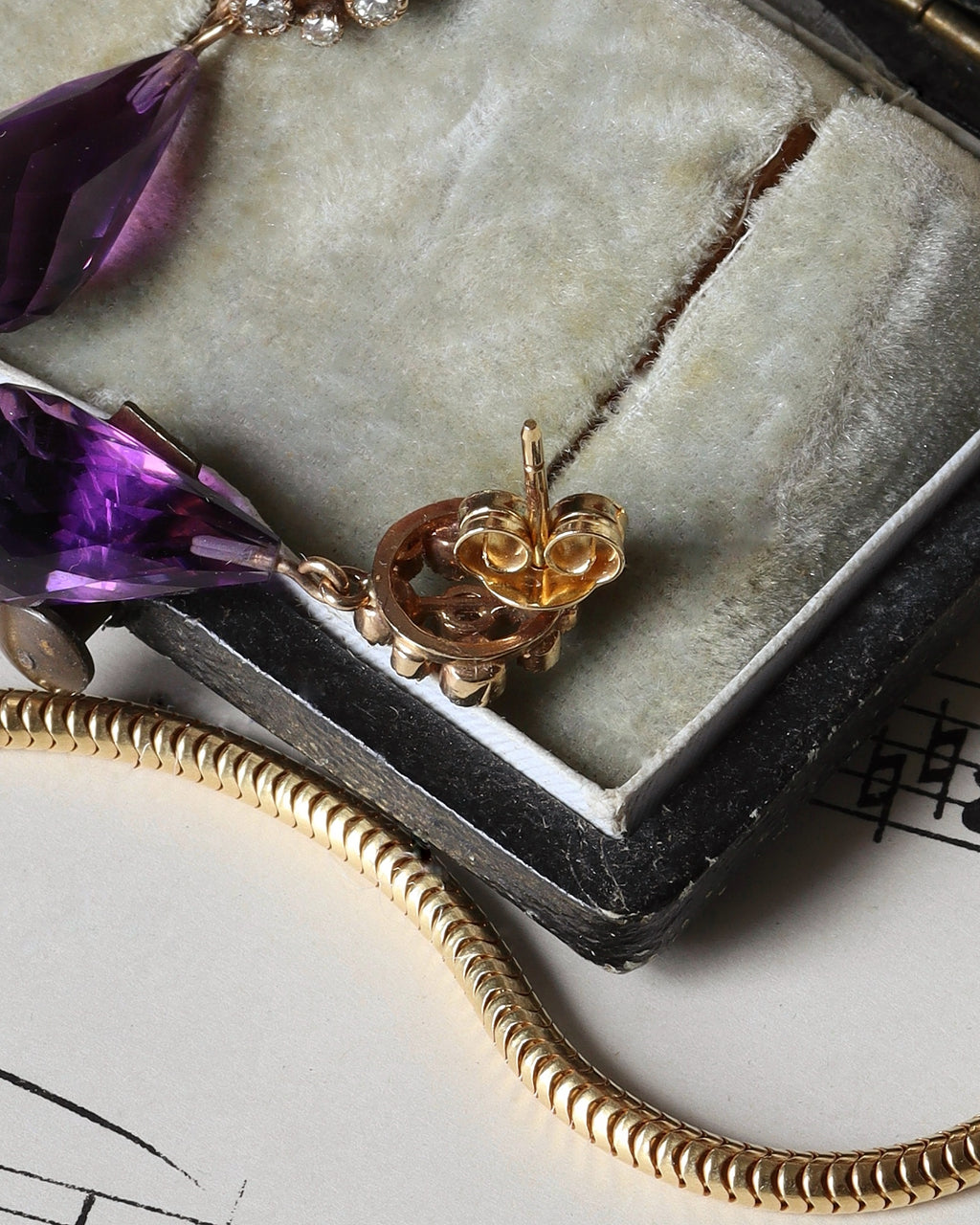 Victorian Style Amethyst & Diamond Earrings