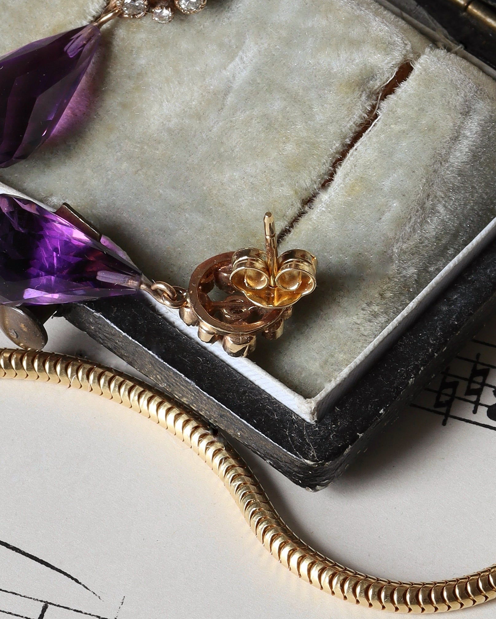 Victorian Style Amethyst & Diamond Earrings
