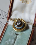 Antique Victorian 15ct Gold Serpent Mourning Pendant with Banded Agate & Diamond