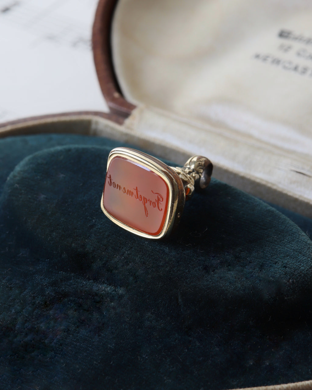 Georgian Gilt Metal Fob Seal with Carved Carnelian