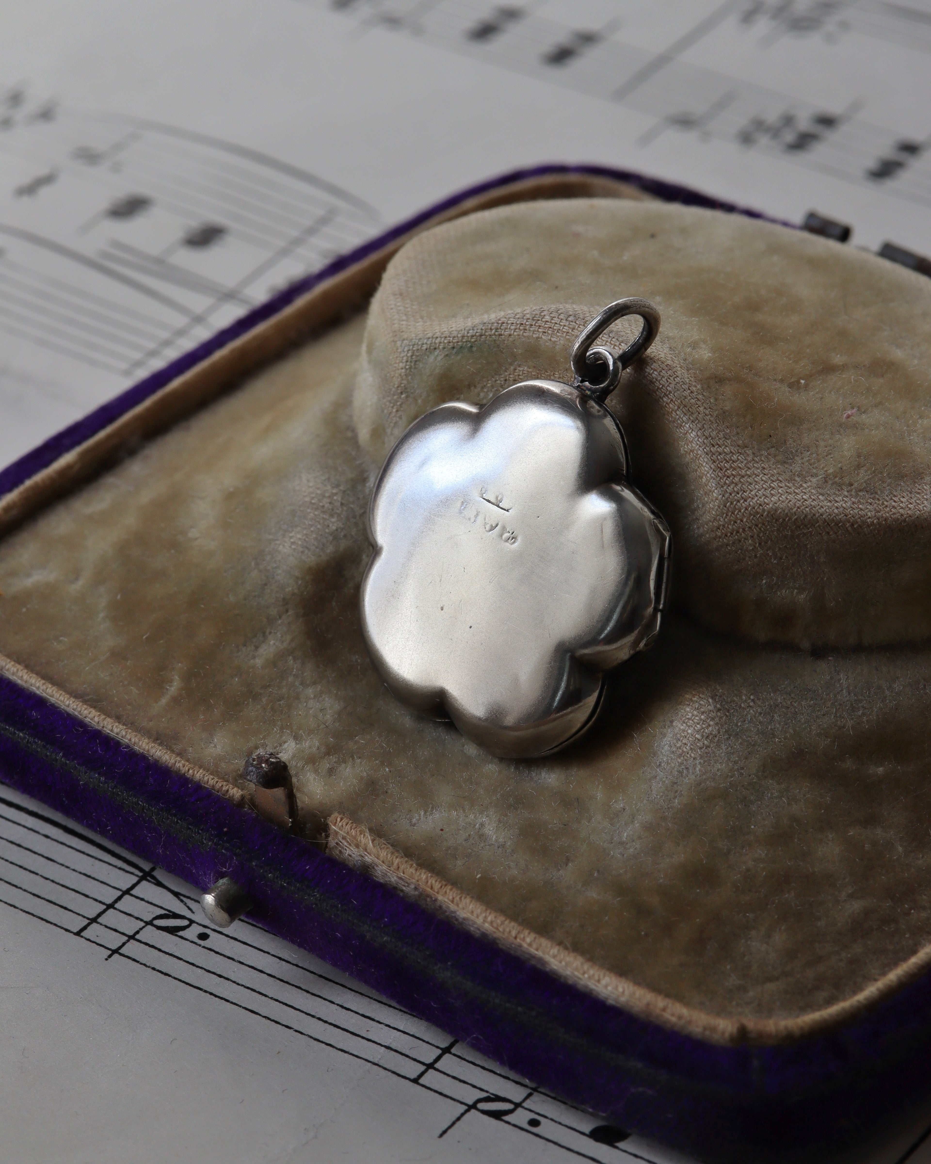 Edwardian Sterling Silver & Purple Enamel Tudor Rose Locket