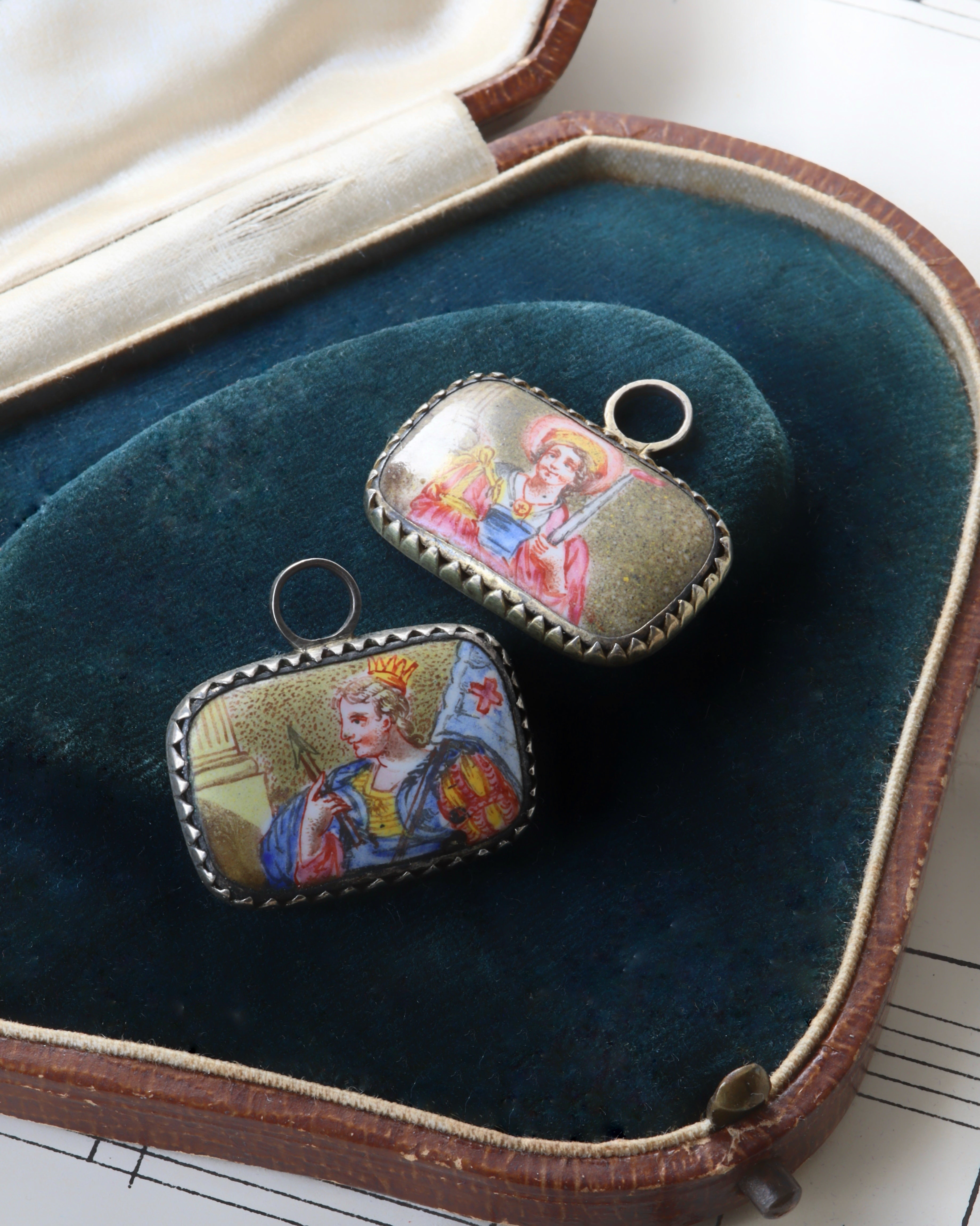 Two 17th Century Dutch/German Hand Painted Enamel Portrait Pendants