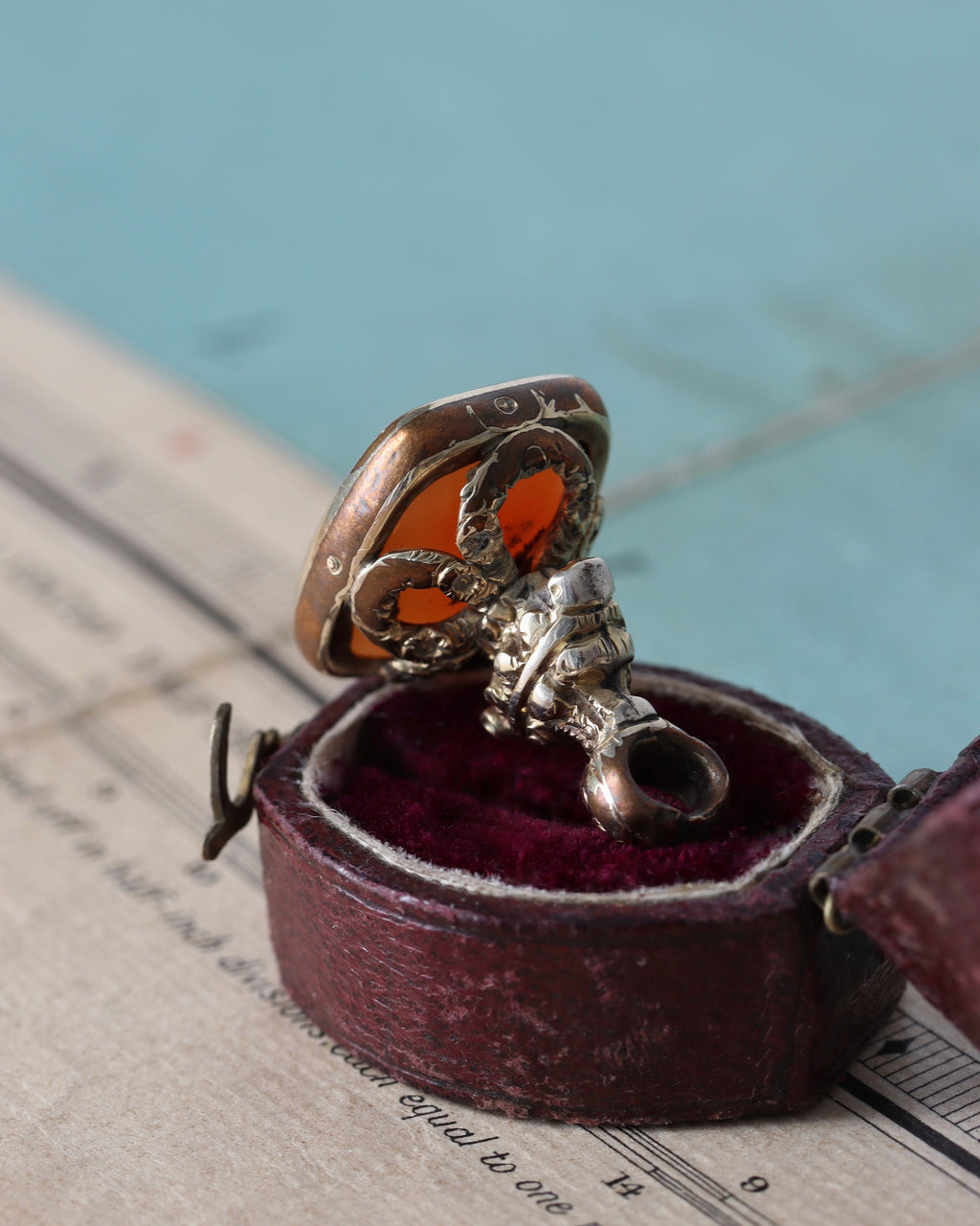 Georgian Gilt Metal Fob Seal with Carved Carnelian