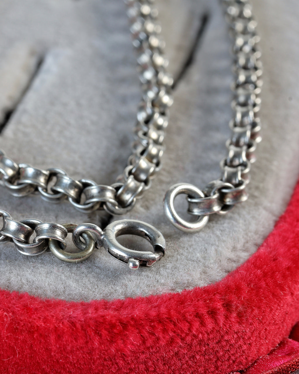 Victorian Sterling Silver Double Belcher Link Chain with Bolt Clasp