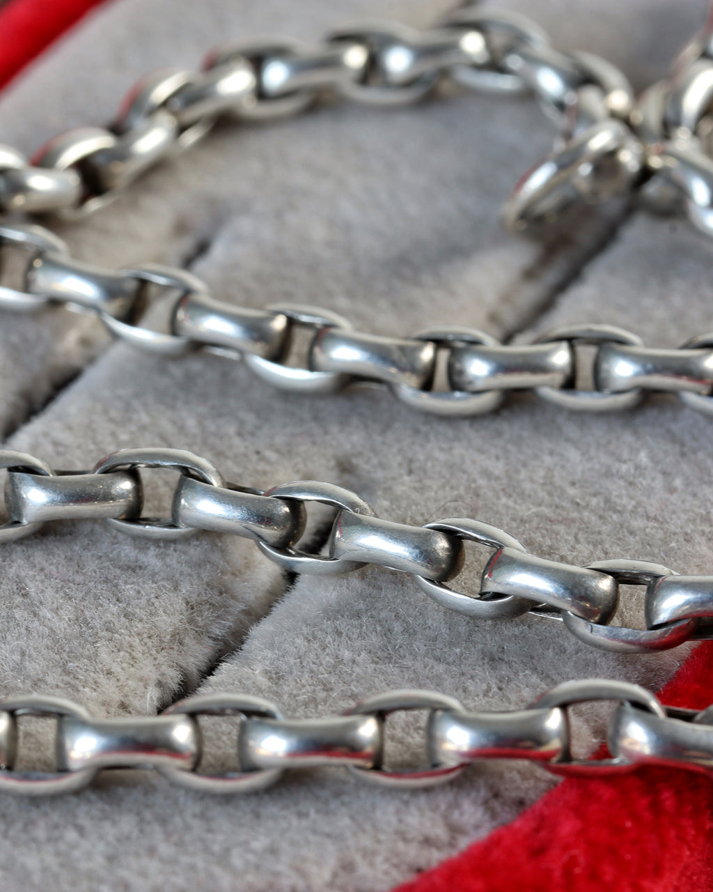 Victorian Sterling Silver Biker Link Chain with Bolt Clasp