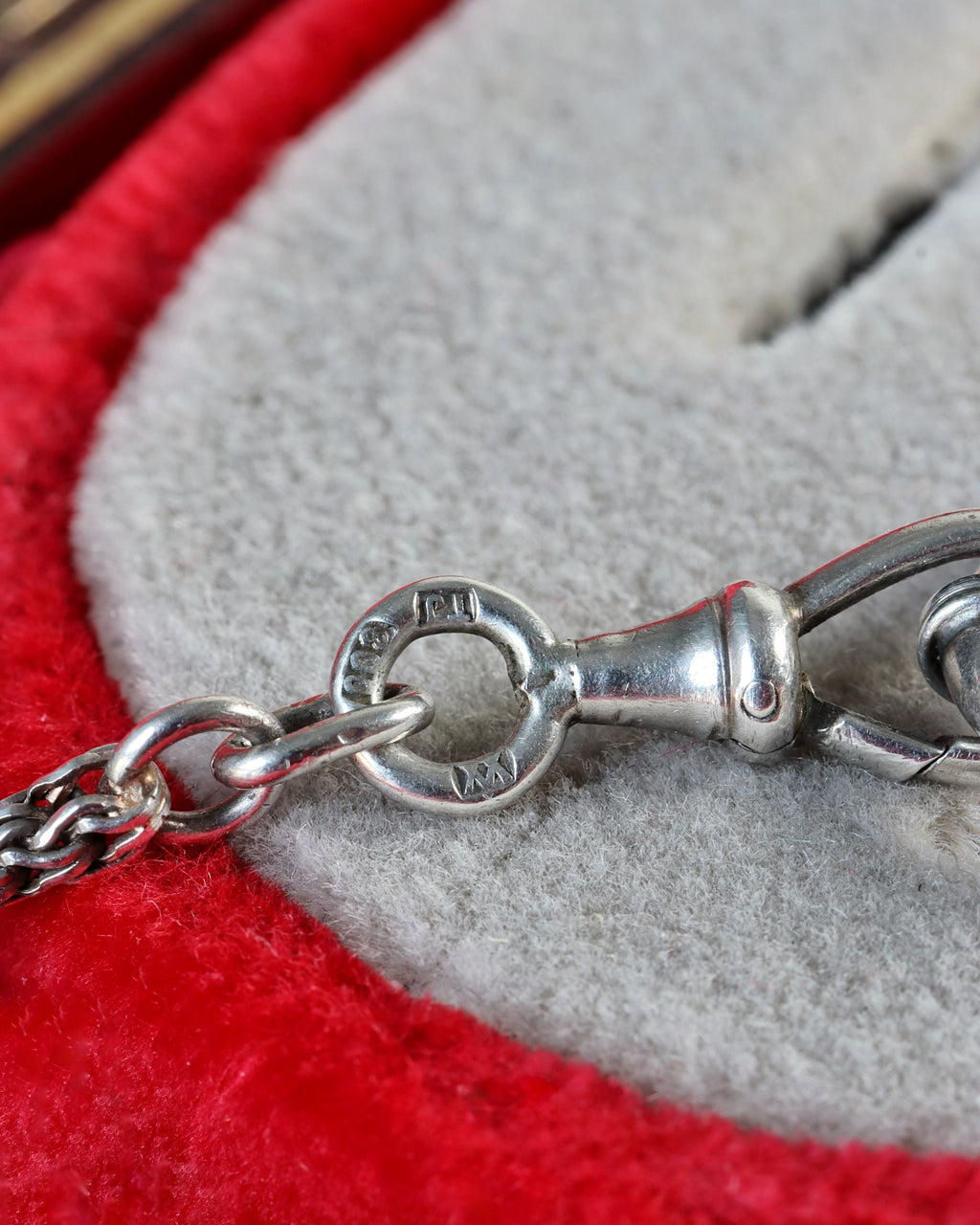 Antique Continental Silver Chain with Bolt Clasp & Dog Clip