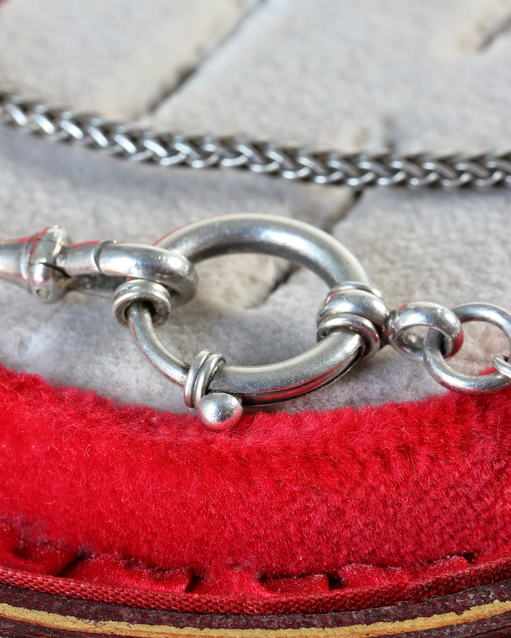 Antique Continental Silver Chain with Bolt Clasp & Dog Clip